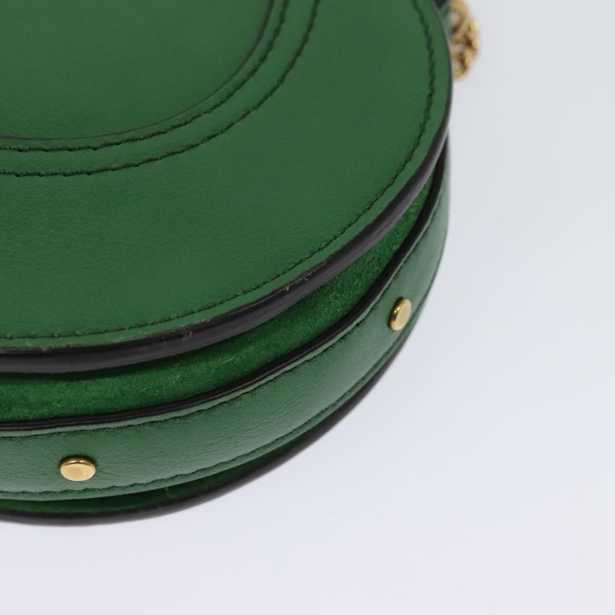 Chloe Chain Pixy Shoulder Bag Leather Green Gold Auth 120652