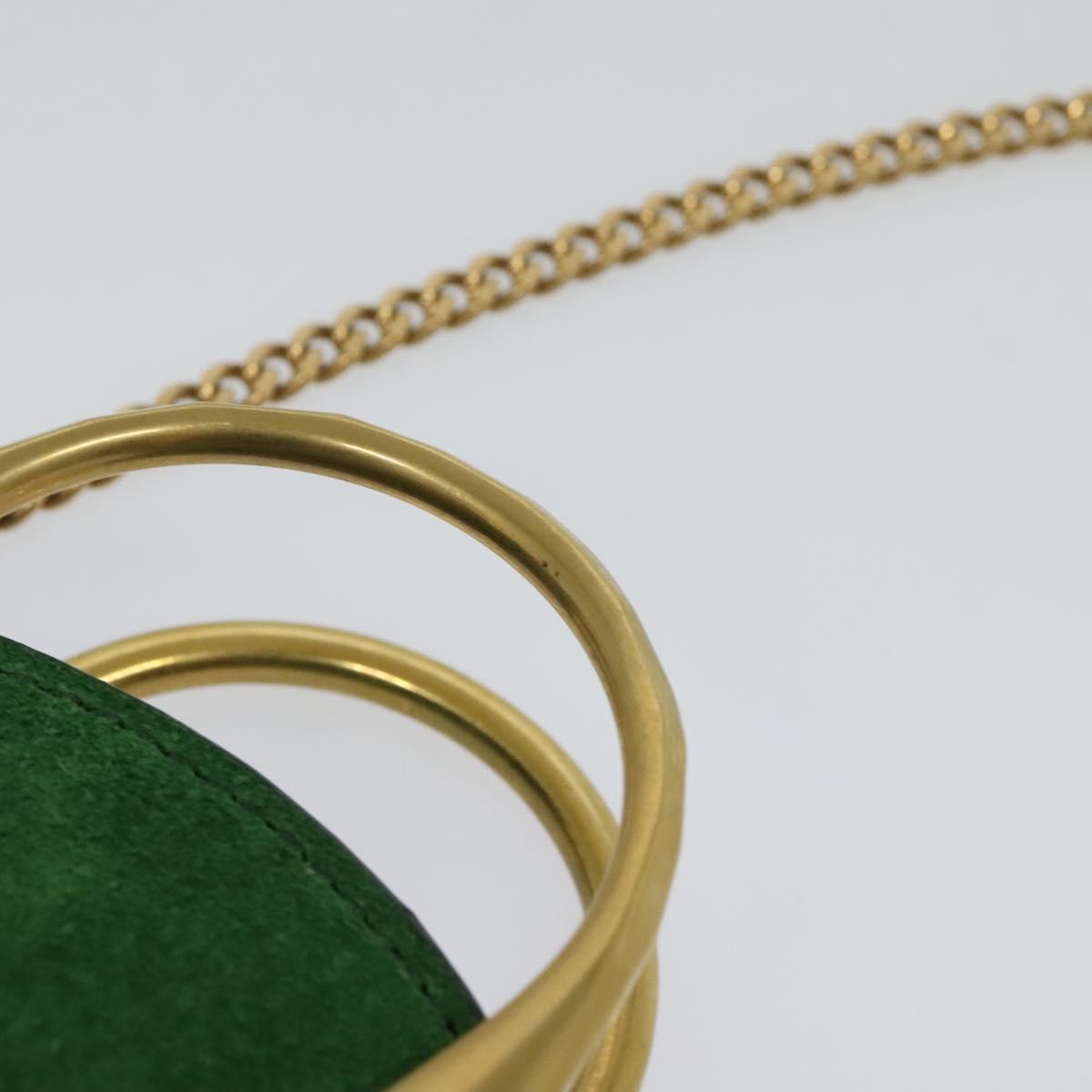 Chloe Chain Pixy Shoulder Bag Leather Green Gold Auth 120652