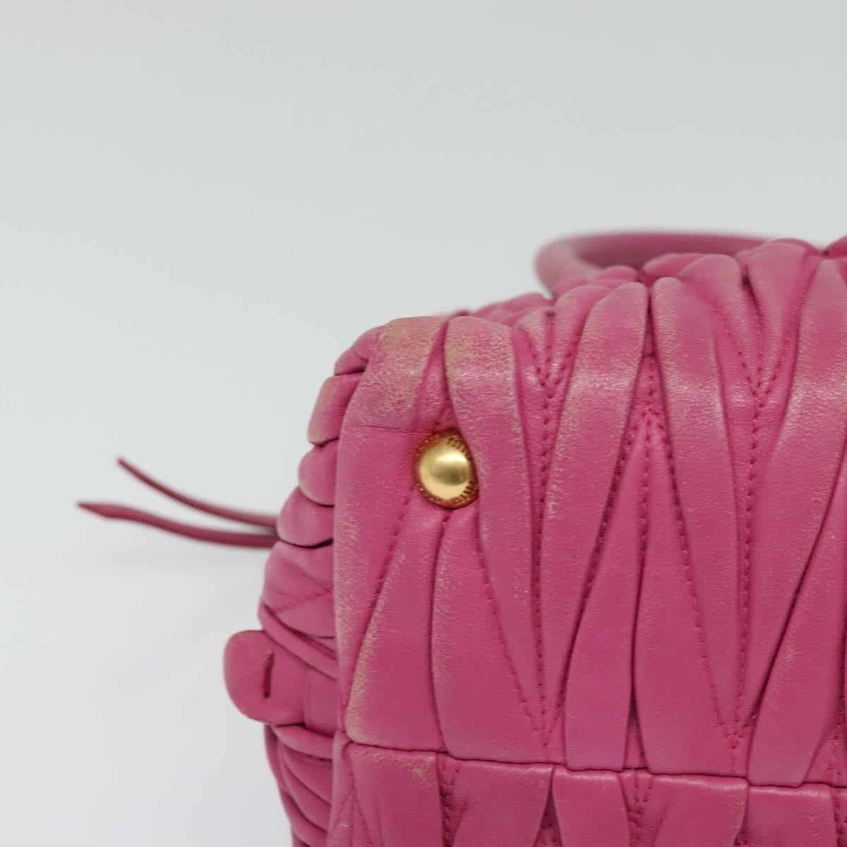 Miu Miu Matelasse Hand Bag Leather 2way Pink Gold Auth 120662