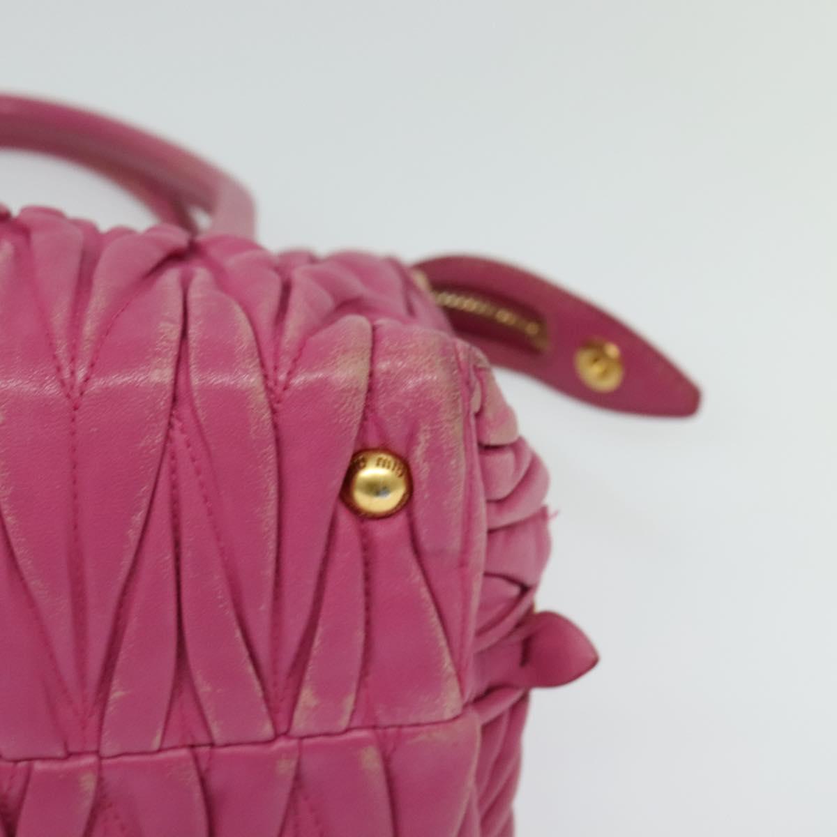 Miu Miu Matelasse Hand Bag Leather 2way Pink Gold Auth 120662