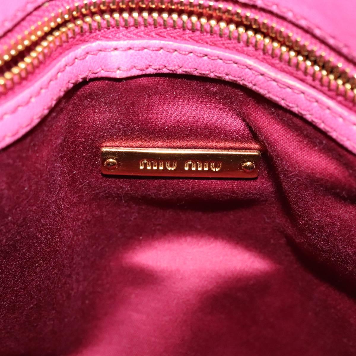 Miu Miu Matelasse Hand Bag Leather 2way Pink Gold Auth 120662