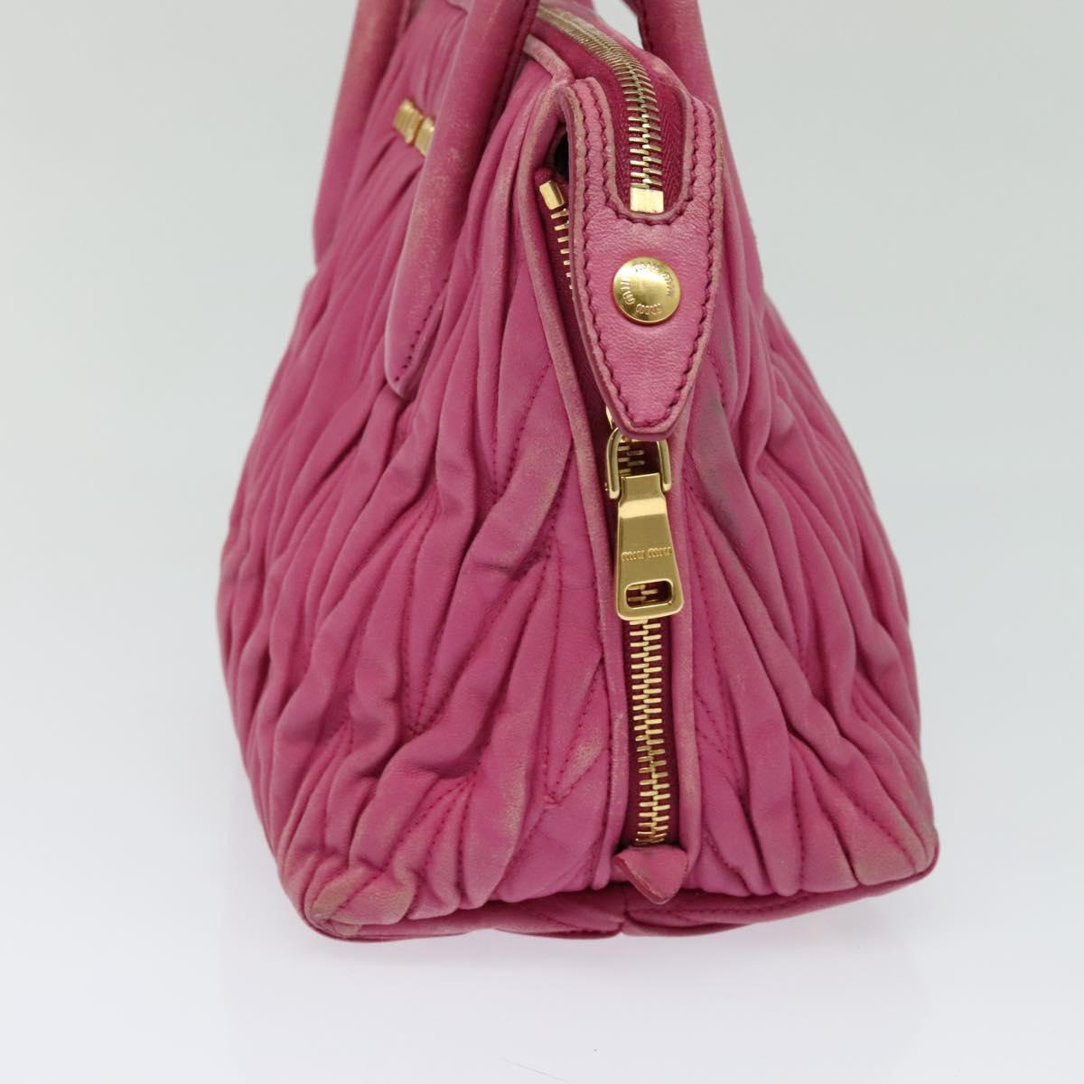Miu Miu Matelasse Hand Bag Leather 2way Pink Gold Auth 120662
