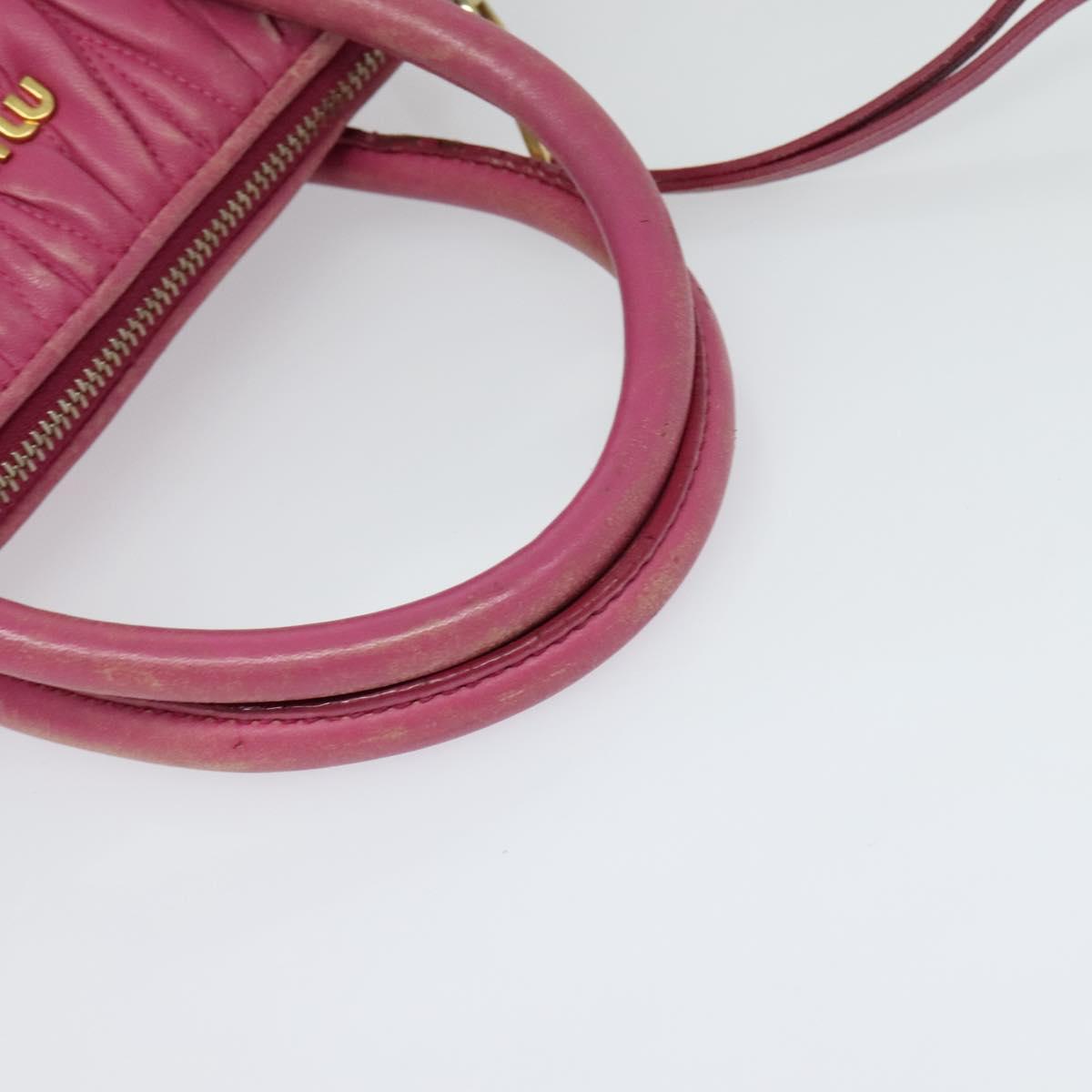 Miu Miu Matelasse Hand Bag Leather 2way Pink Gold Auth 120662