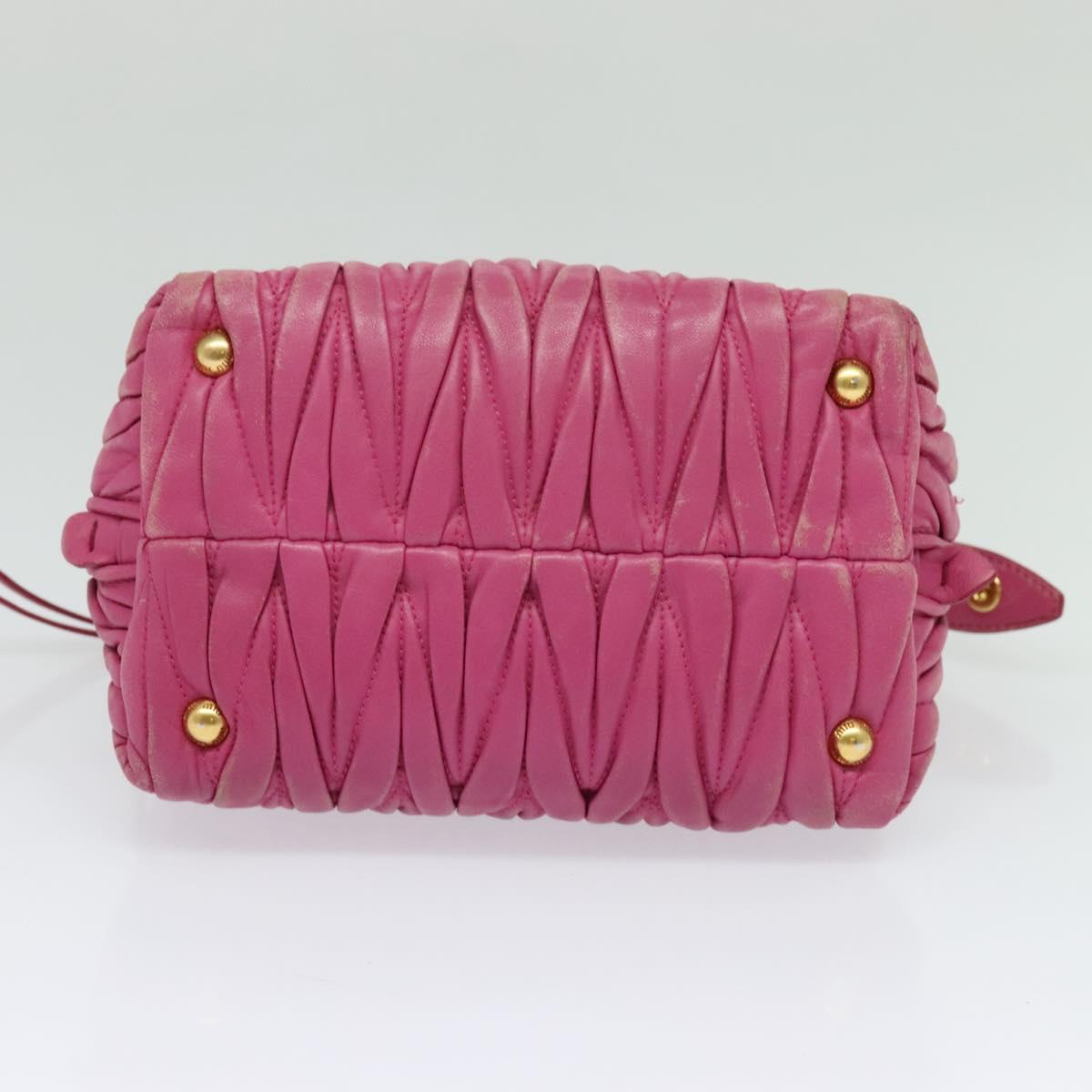 Miu Miu Matelasse Hand Bag Leather 2way Pink Gold Auth 120662