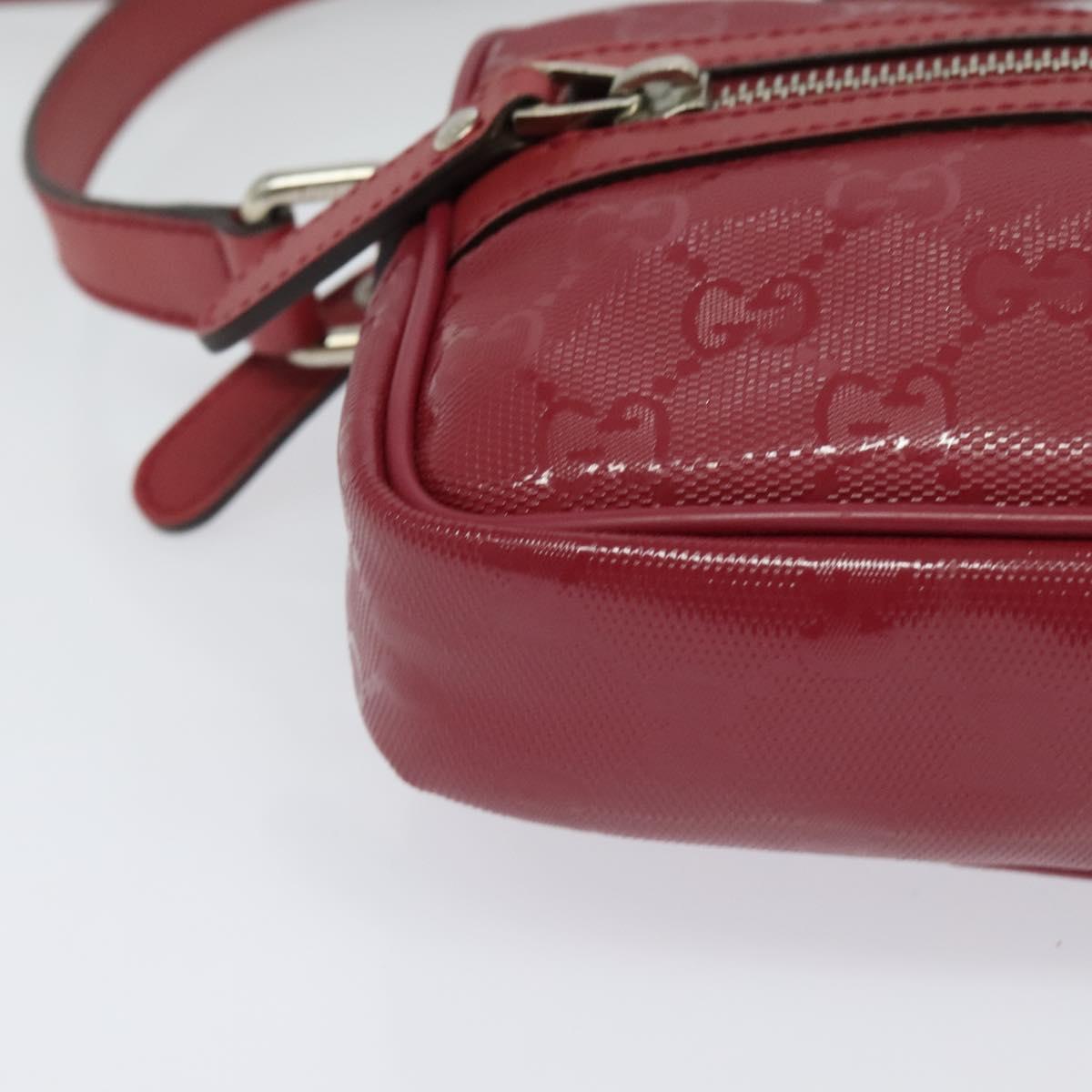 GUCCI GG Implementation Shoulder Bag PVC Red Silver 201447 Auth 120664