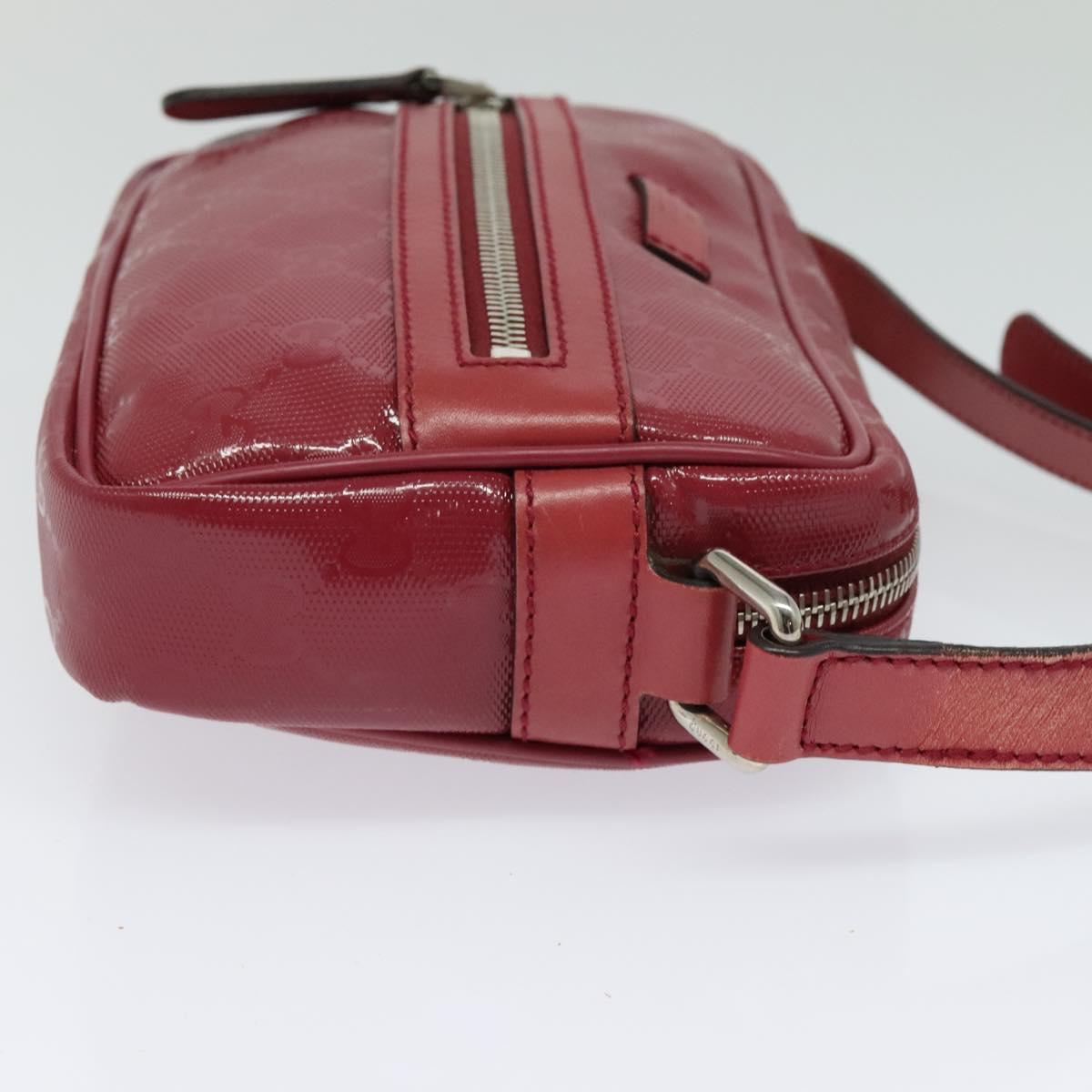 GUCCI GG Implementation Shoulder Bag PVC Red Silver 201447 Auth 120664