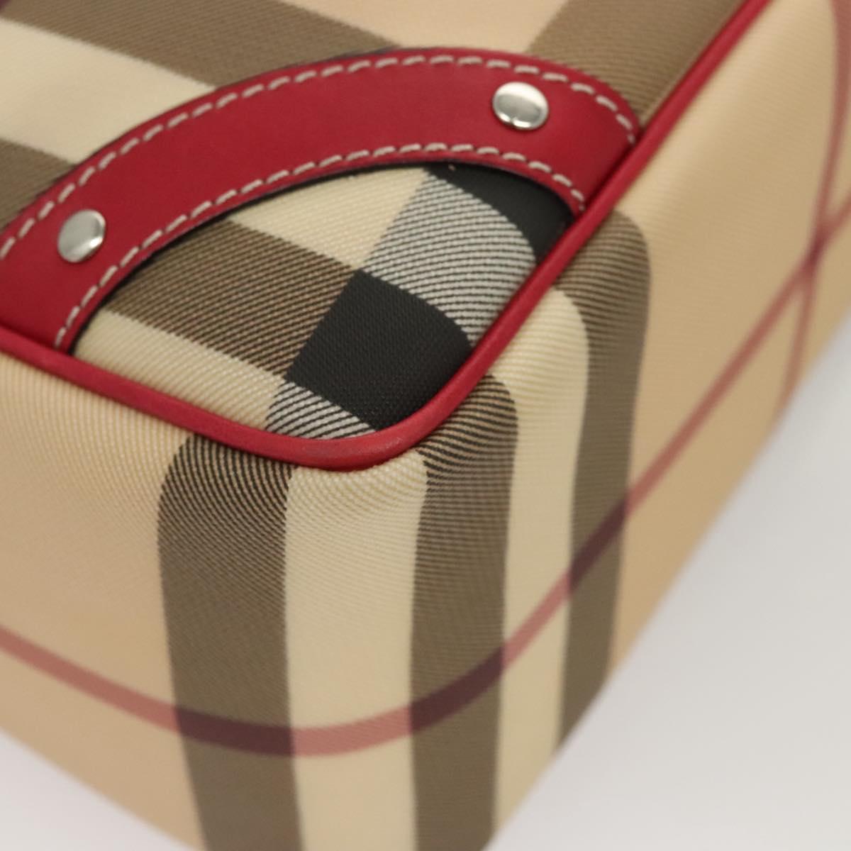 BURBERRY Nova Check Hand Bag PVC Beige Silver Auth 120678