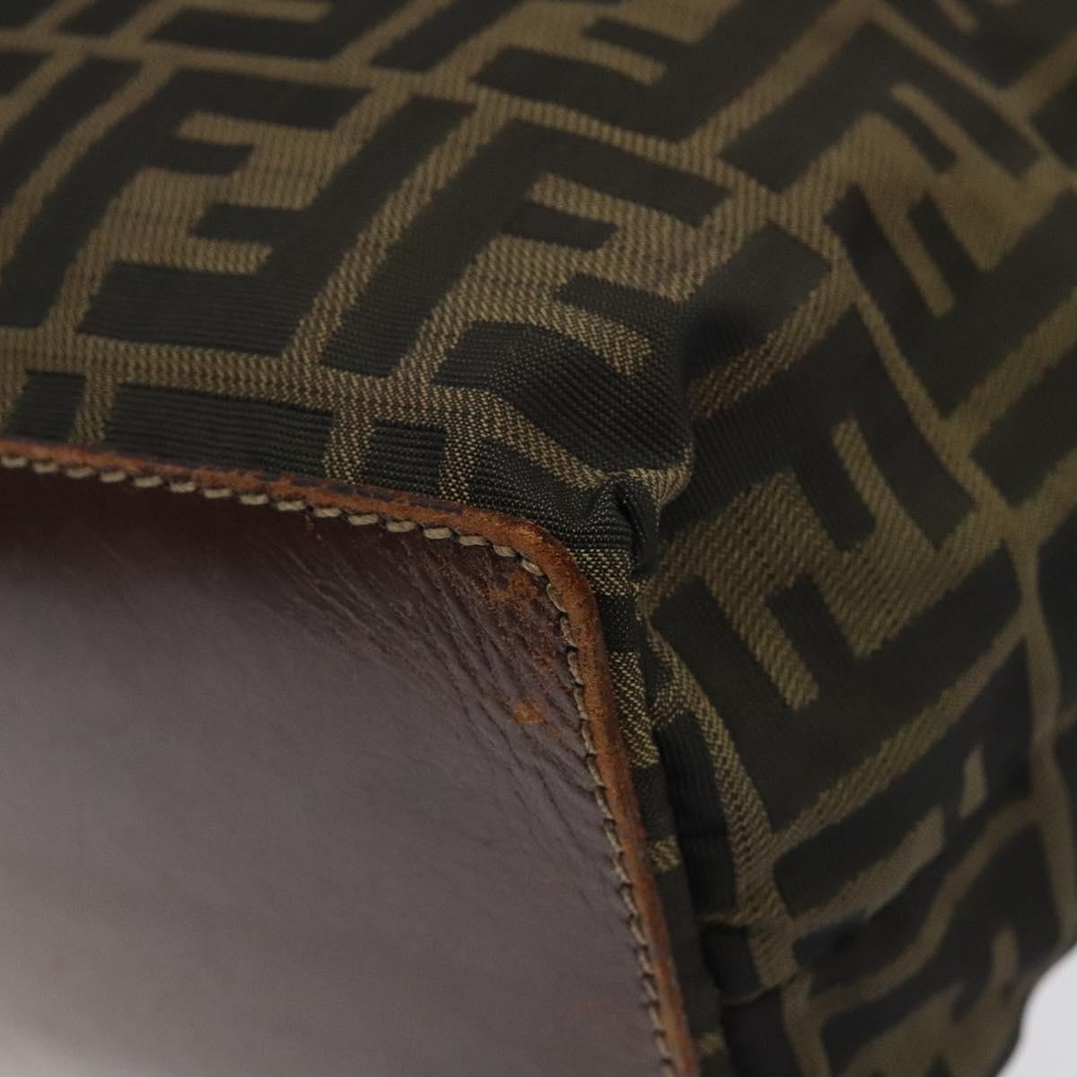 FENDI Zucca Canvas Tote Bag Black Brown Auth 120680