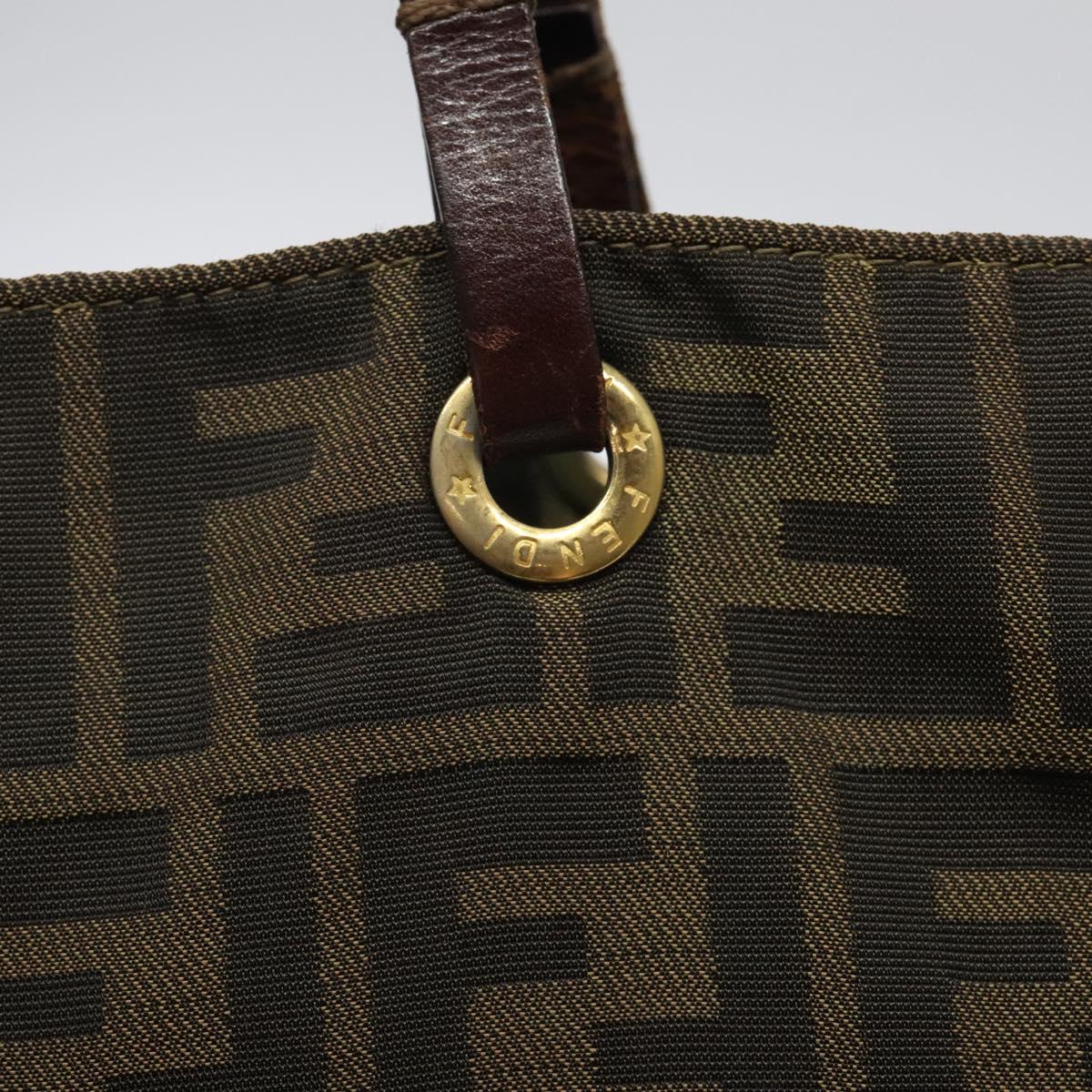 FENDI Zucca Canvas Tote Bag Black Brown Auth 120680