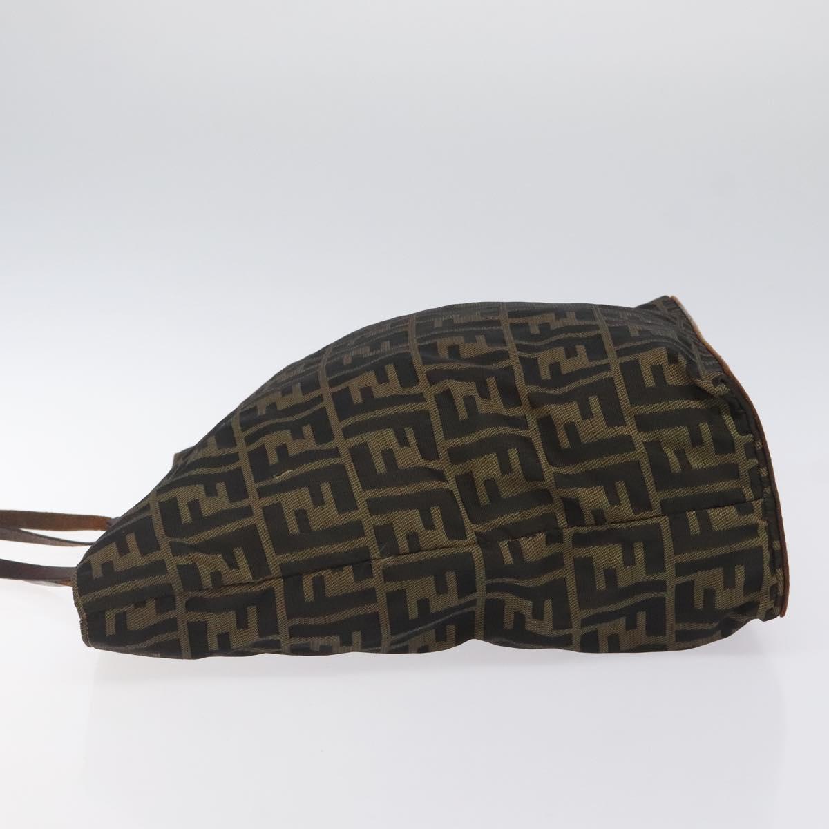 FENDI Zucca Canvas Tote Bag Black Brown Auth 120680