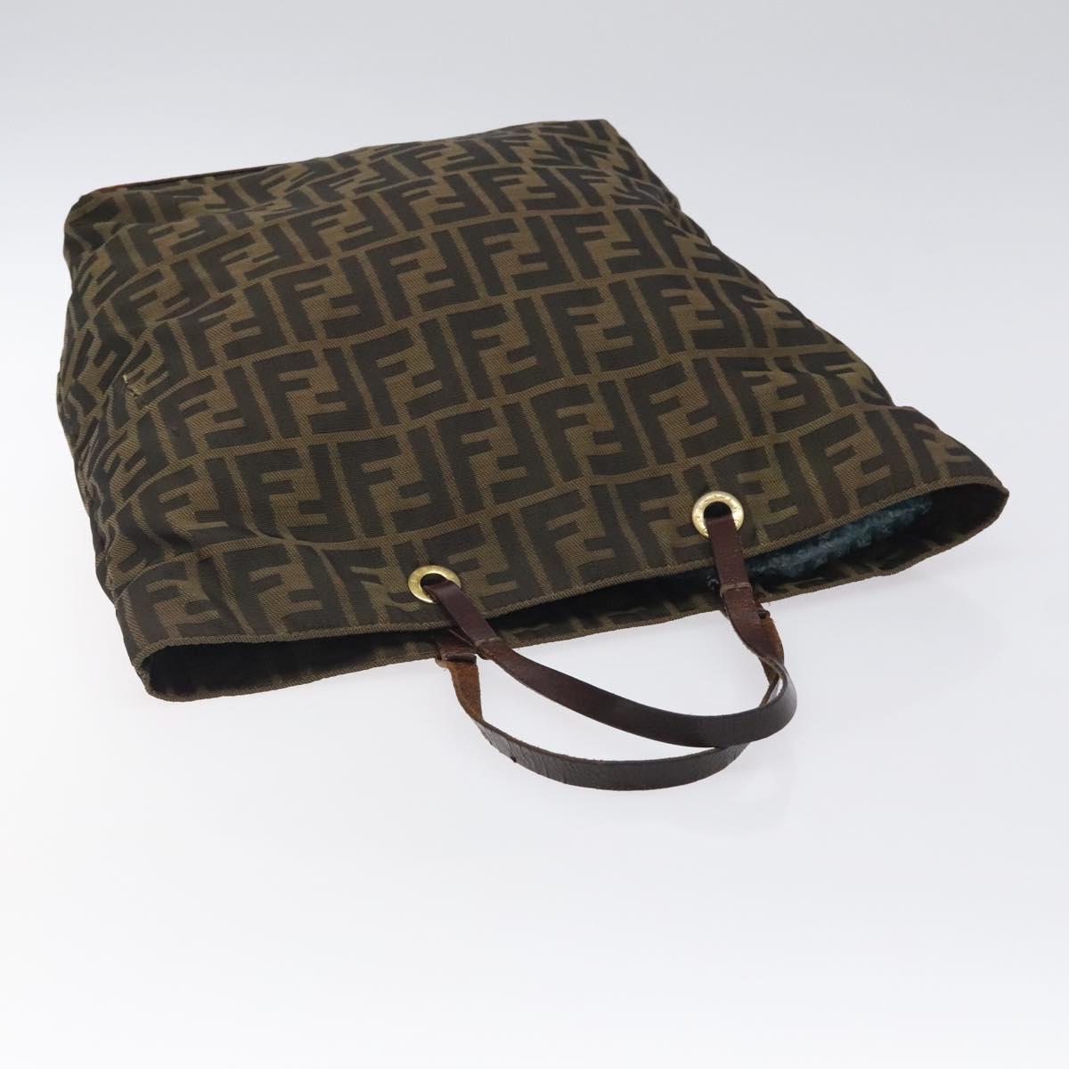 FENDI Zucca Canvas Tote Bag Black Brown Auth 120680