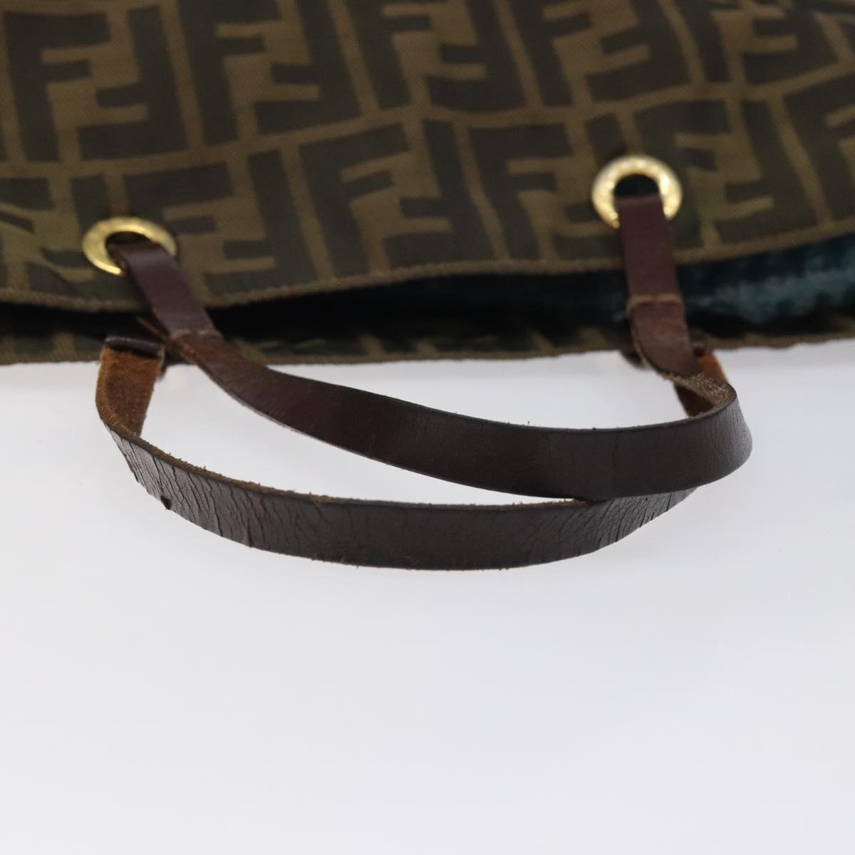 FENDI Zucca Canvas Tote Bag Black Brown Auth 120680