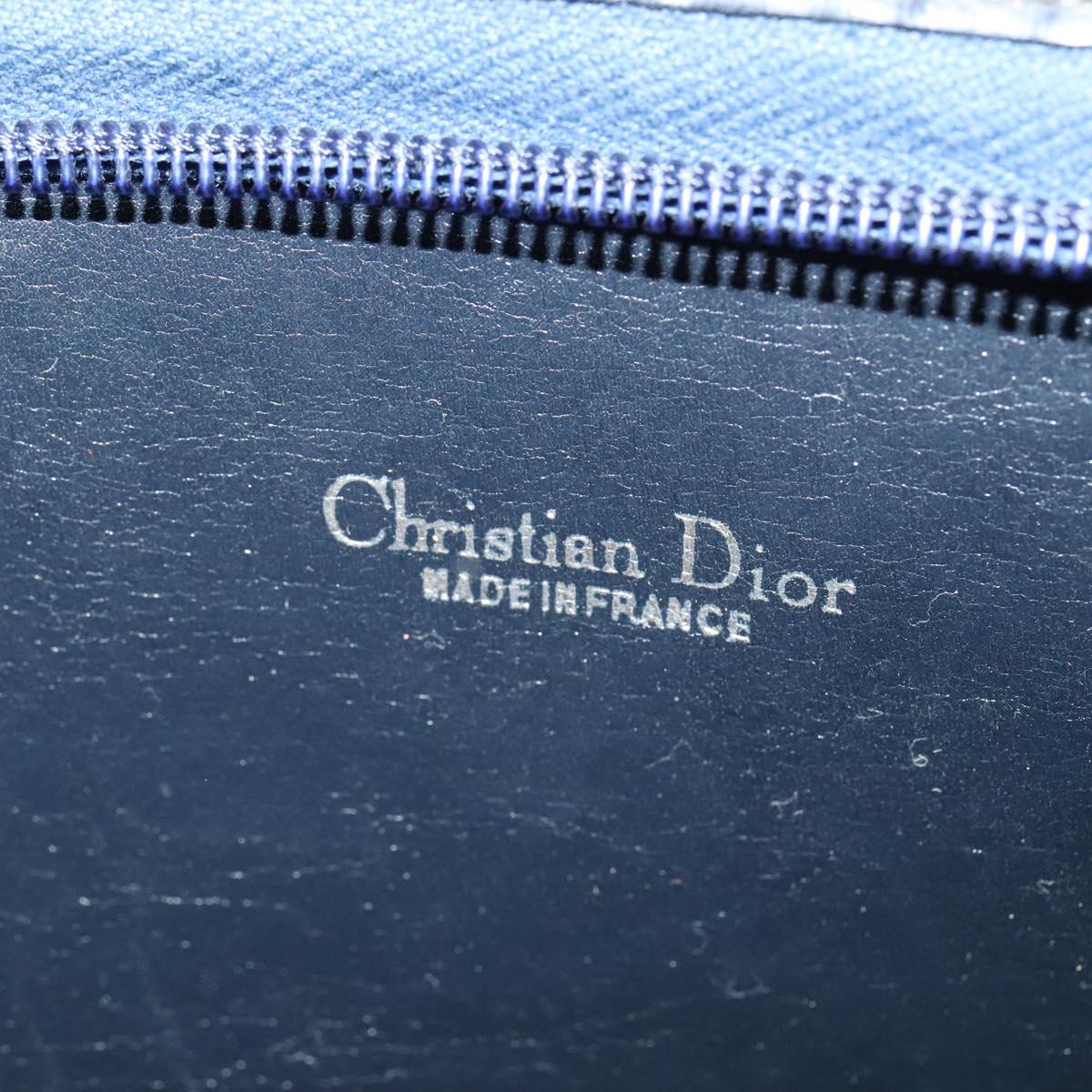 Christian Dior Trotter Canvas Shoulder Bag Navy Gold Auth 120706