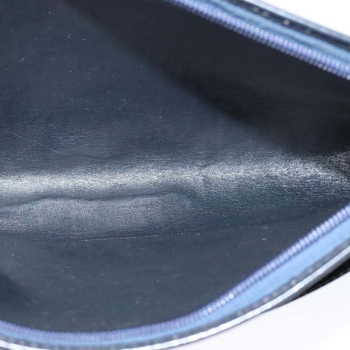 Christian Dior Trotter Canvas Shoulder Bag Navy Gold Auth 120706