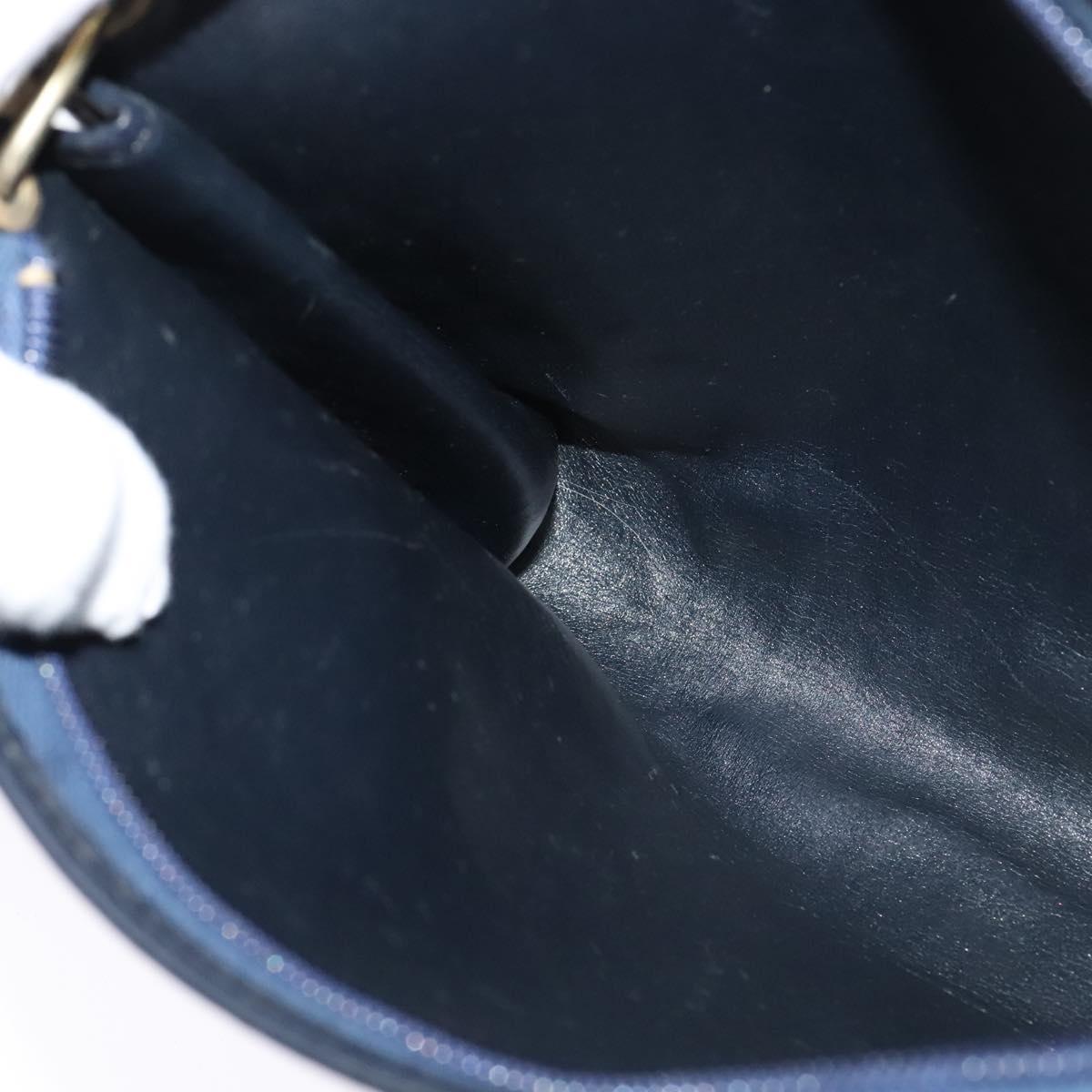 Christian Dior Trotter Canvas Shoulder Bag Navy Gold Auth 120706