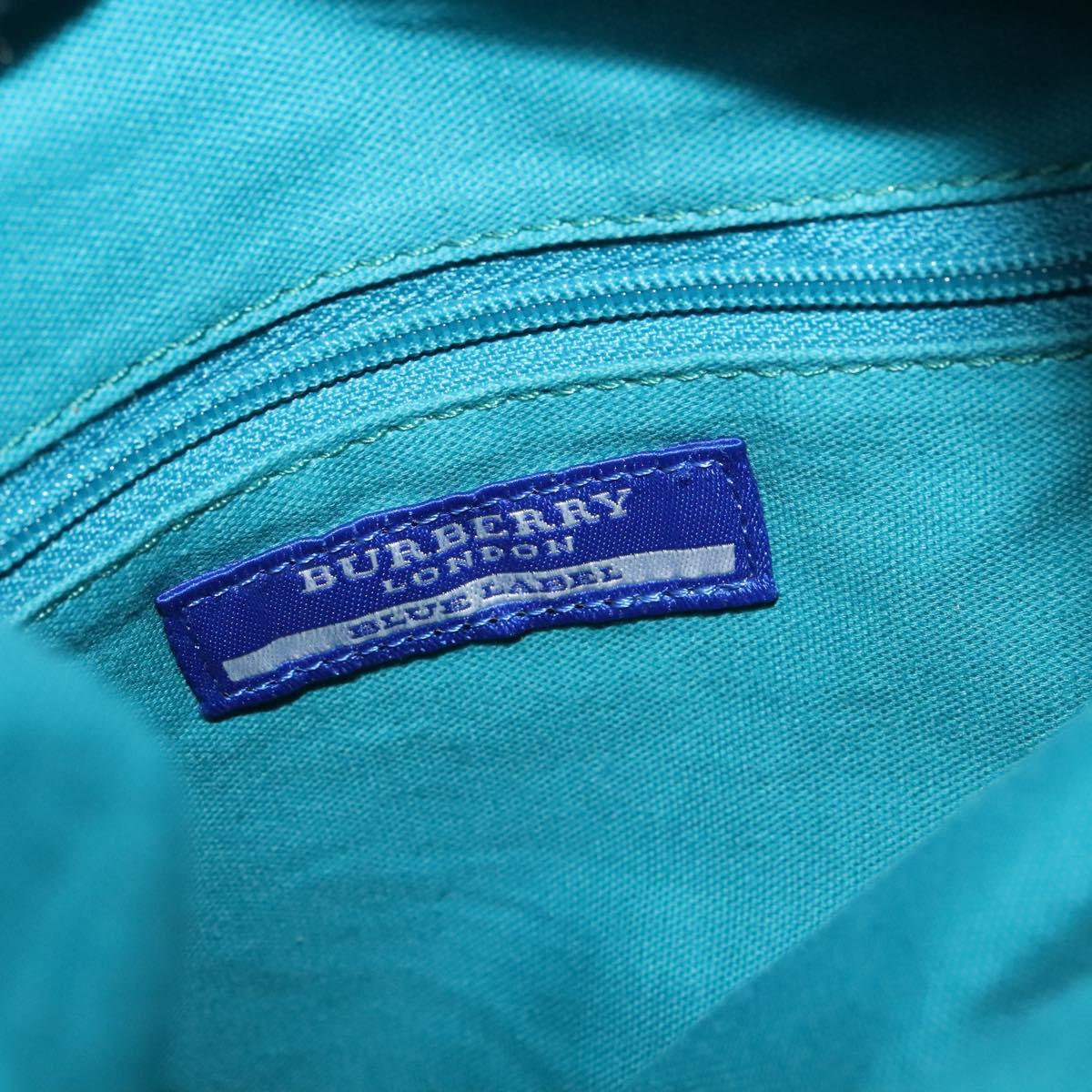 BURBERRY Blue Label Hand Bag Straw 2way Blue Gold Auth 120707