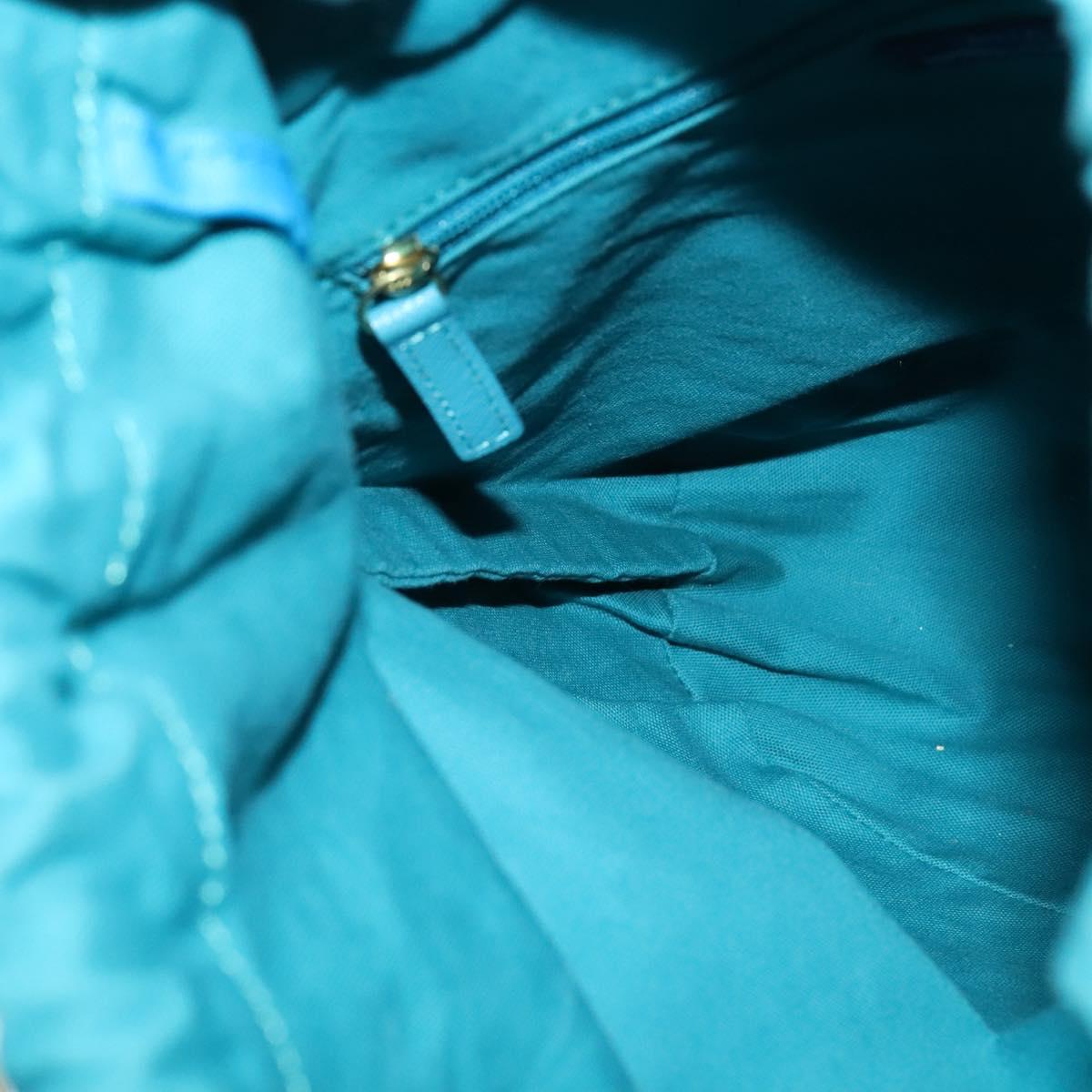 BURBERRY Blue Label Hand Bag Straw 2way Blue Gold Auth 120707