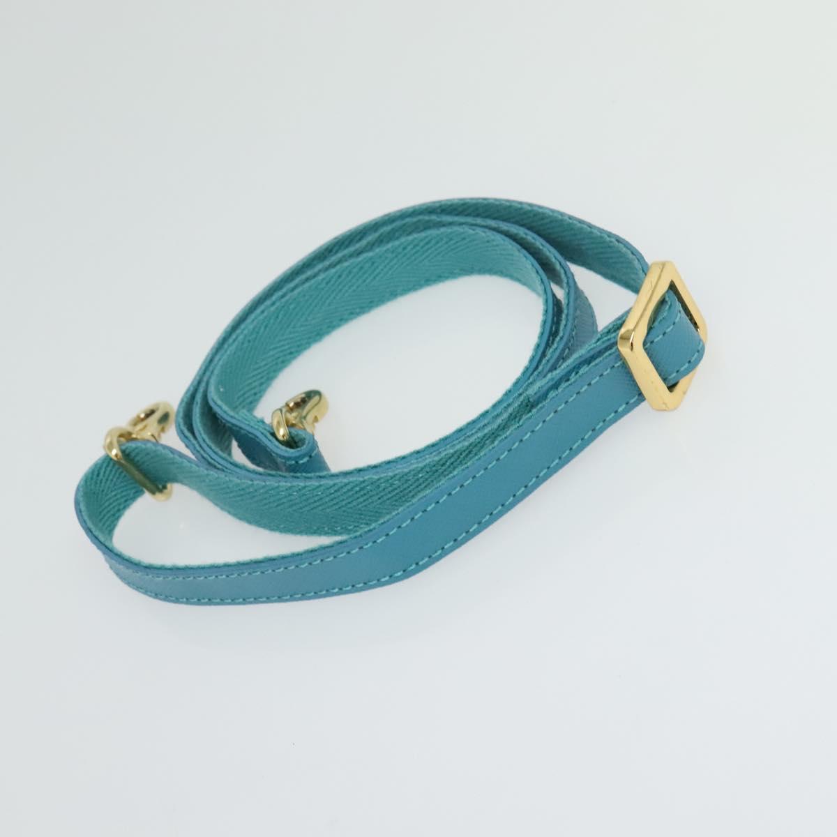 BURBERRY Blue Label Hand Bag Straw 2way Blue Gold Auth 120707