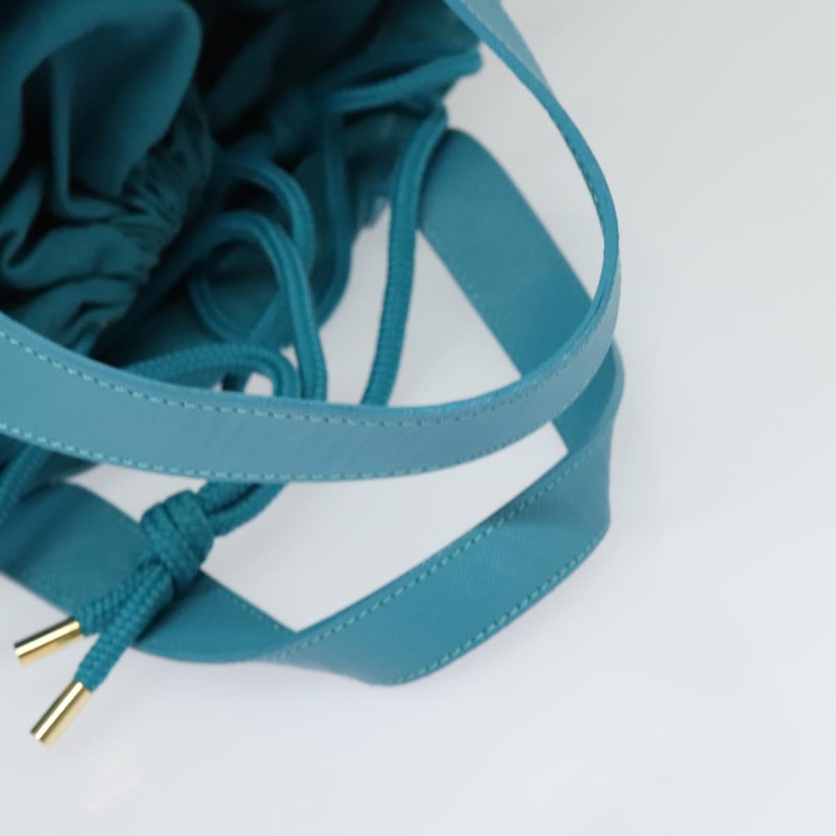 BURBERRY Blue Label Hand Bag Straw 2way Blue Gold Auth 120707