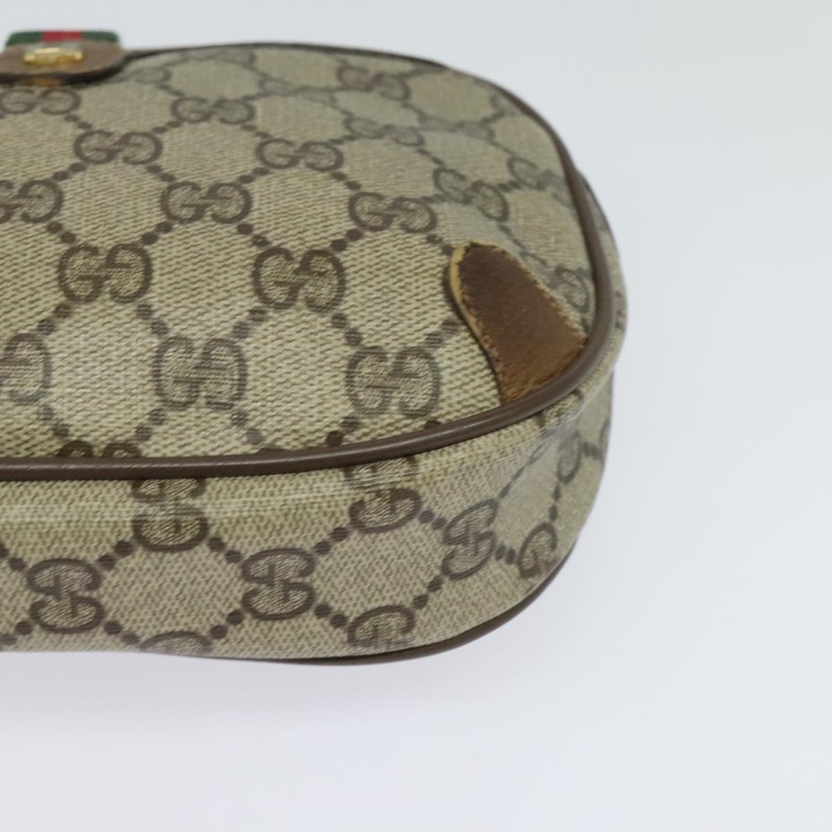GUCCI GG Supreme Web Sherry Line Bag PVC Beige Gold 89 02 066 Auth 120713