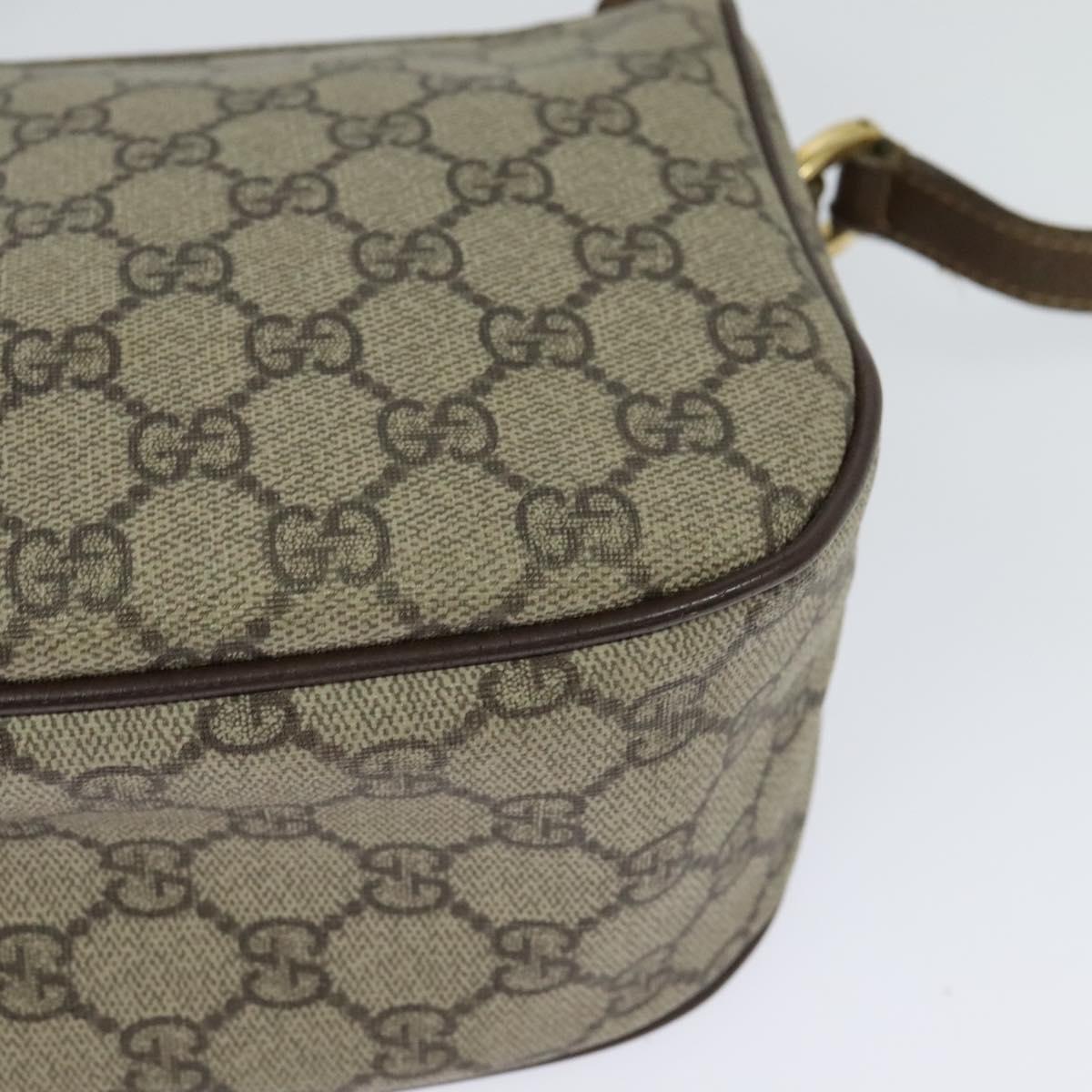 GUCCI GG Supreme Web Sherry Line Bag PVC Beige Gold 001 58 6177 Auth 120727