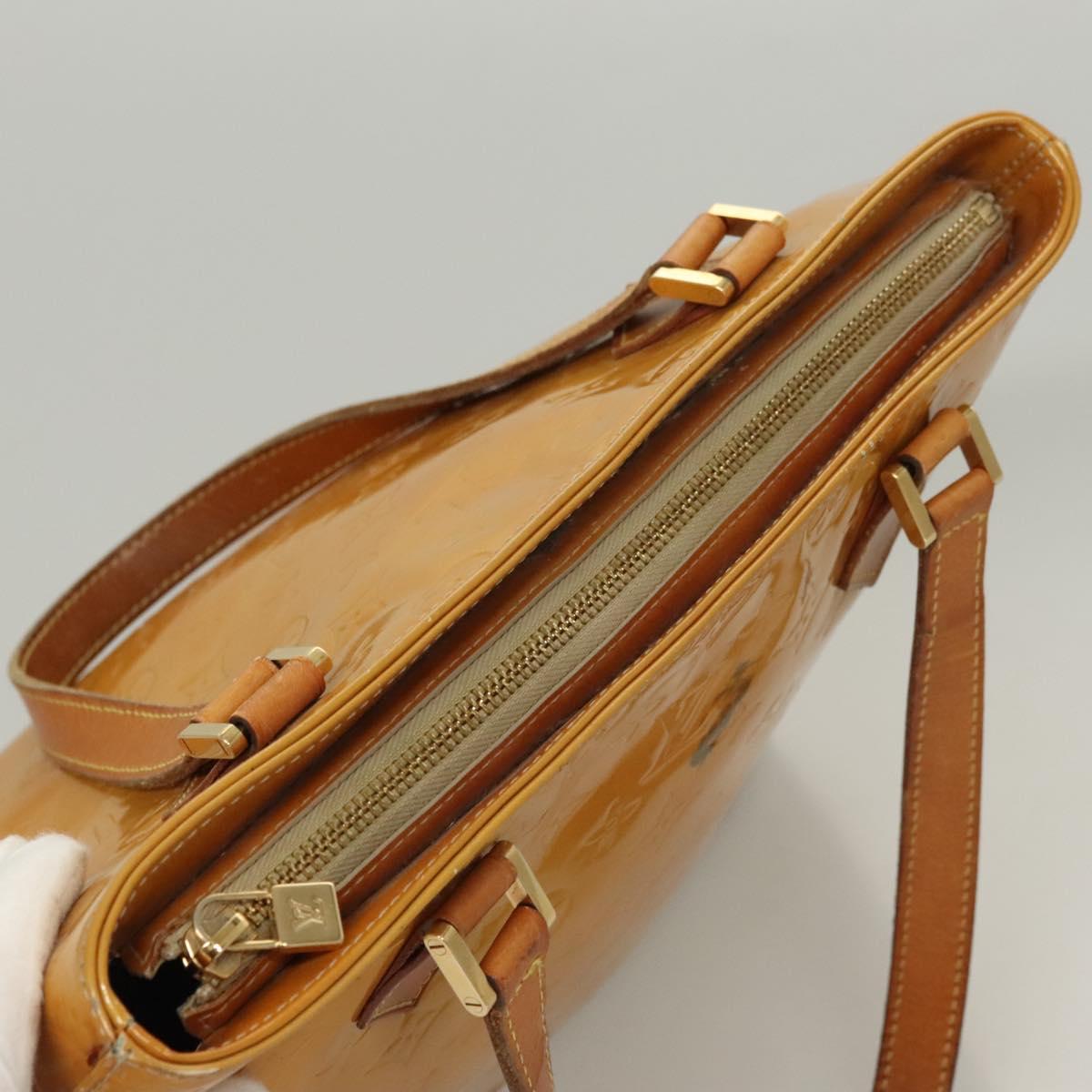 LOUIS VUITTON Monogram Vernis Houston Hand Bag Beige M91004 LV Auth 120738