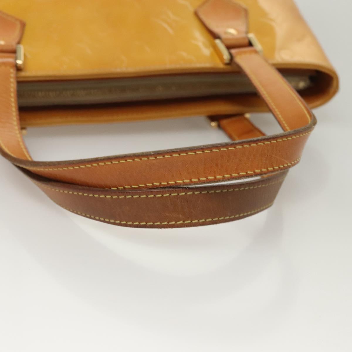 LOUIS VUITTON Monogram Vernis Houston Hand Bag Beige M91004 LV Auth 120738