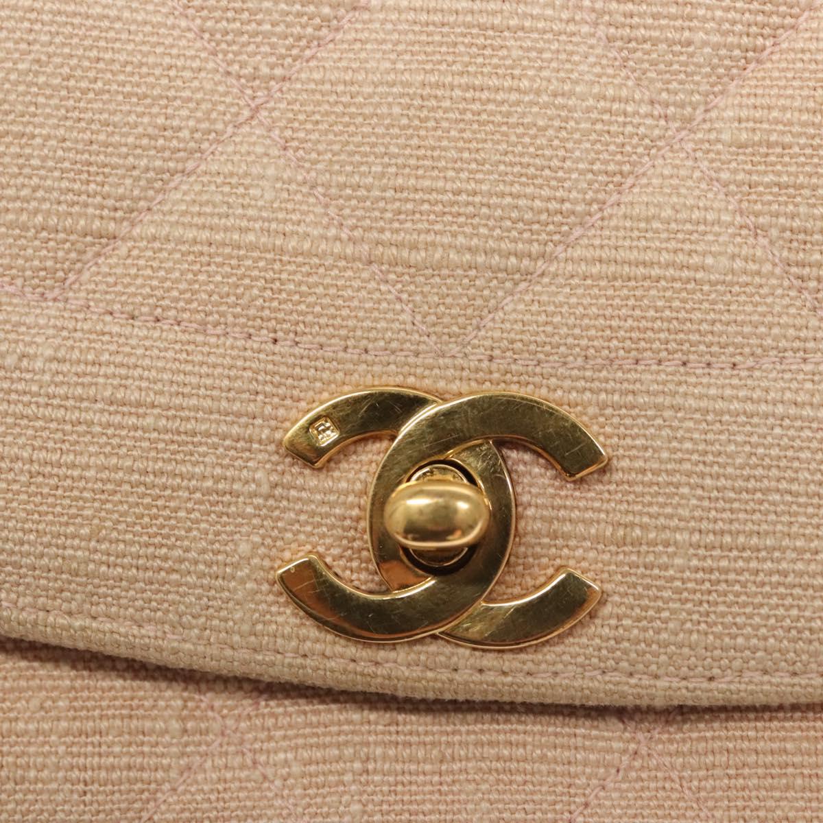 CHANEL Matelasse Chain Diana Shoulder Bag Canvas Pink CC Auth 120753