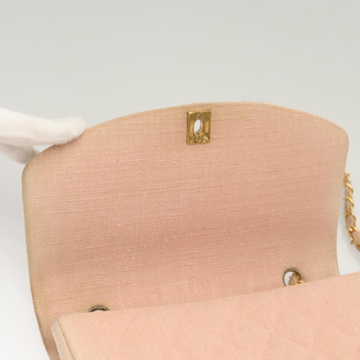 CHANEL Matelasse Chain Diana Shoulder Bag Canvas Pink CC Auth 120753A