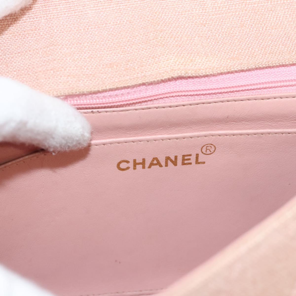 CHANEL Matelasse Chain Diana Shoulder Bag Canvas Pink CC Auth 120753A