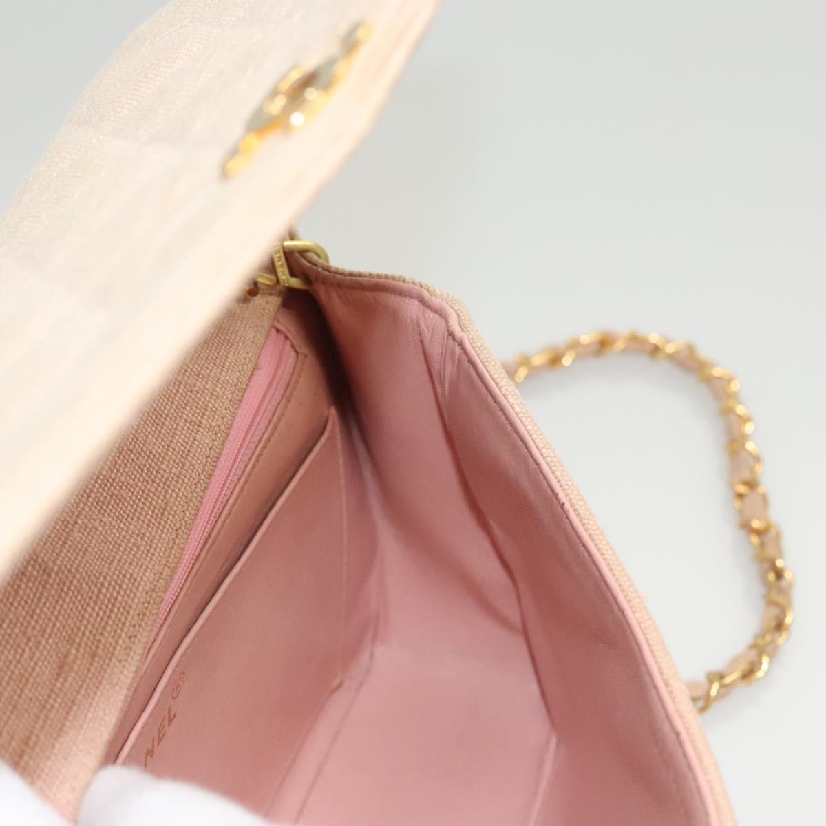 CHANEL Matelasse Chain Diana Shoulder Bag Canvas Pink CC Auth 120753A