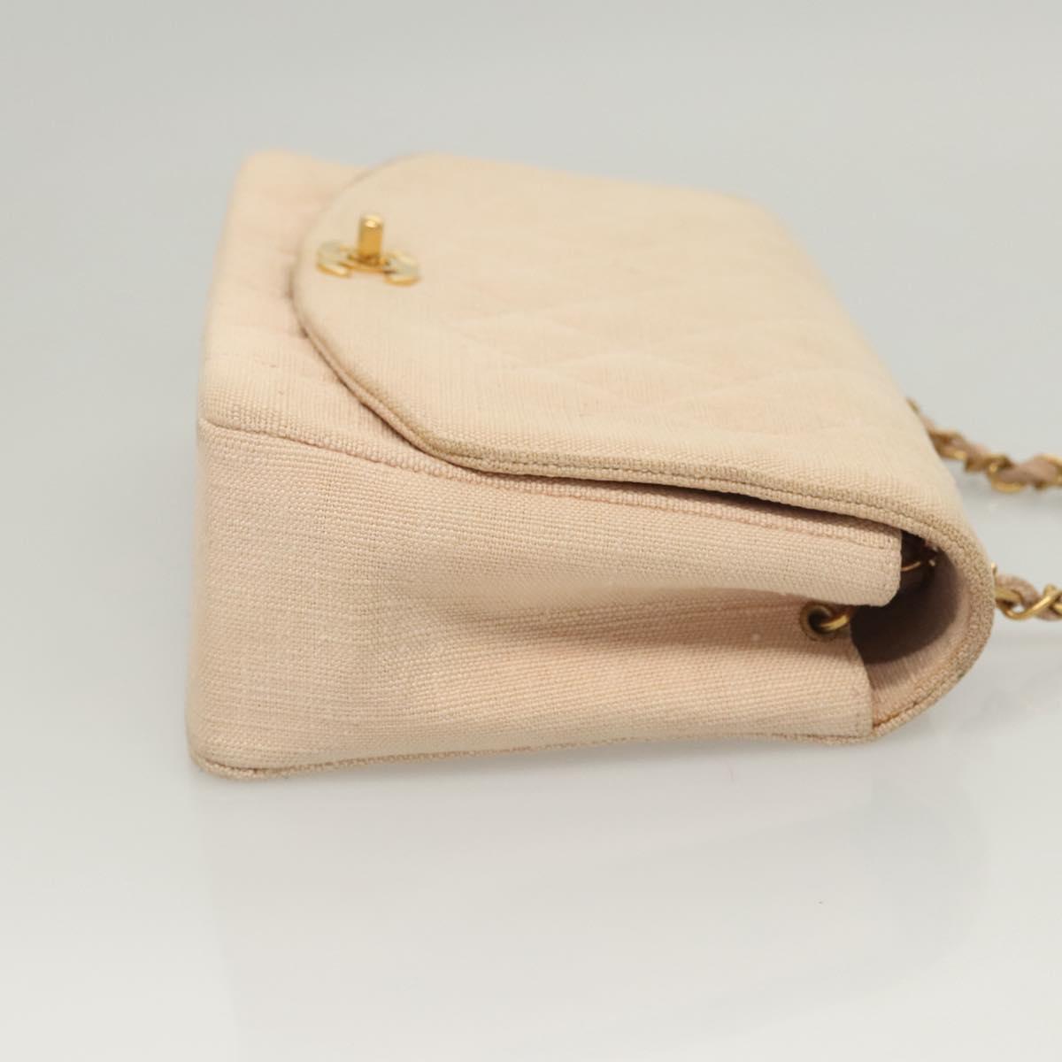 CHANEL Matelasse Chain Diana Shoulder Bag Canvas Pink CC Auth 120753A