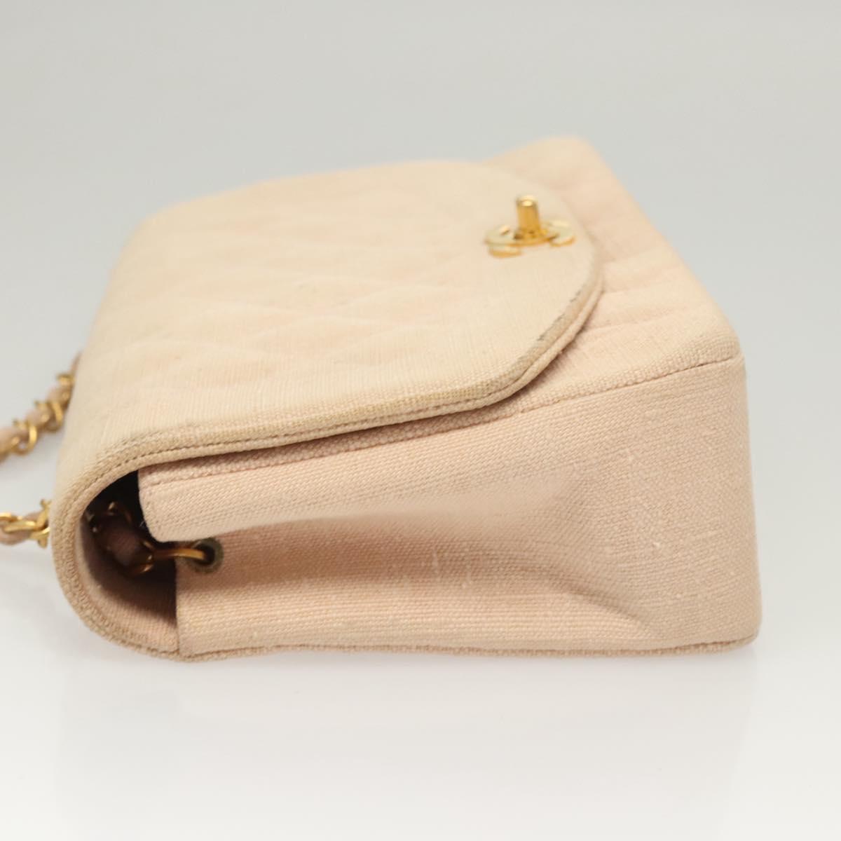 CHANEL Matelasse Chain Diana Shoulder Bag Canvas Pink CC Auth 120753A