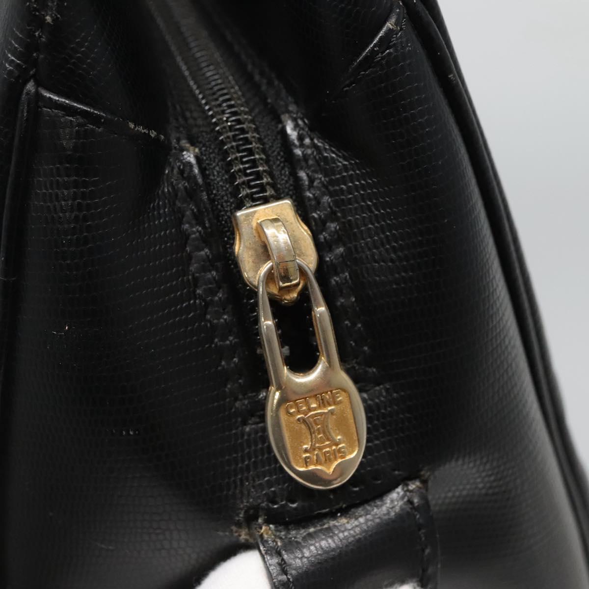 CELINE Hand Bag Leather Black Gold Auth 120782