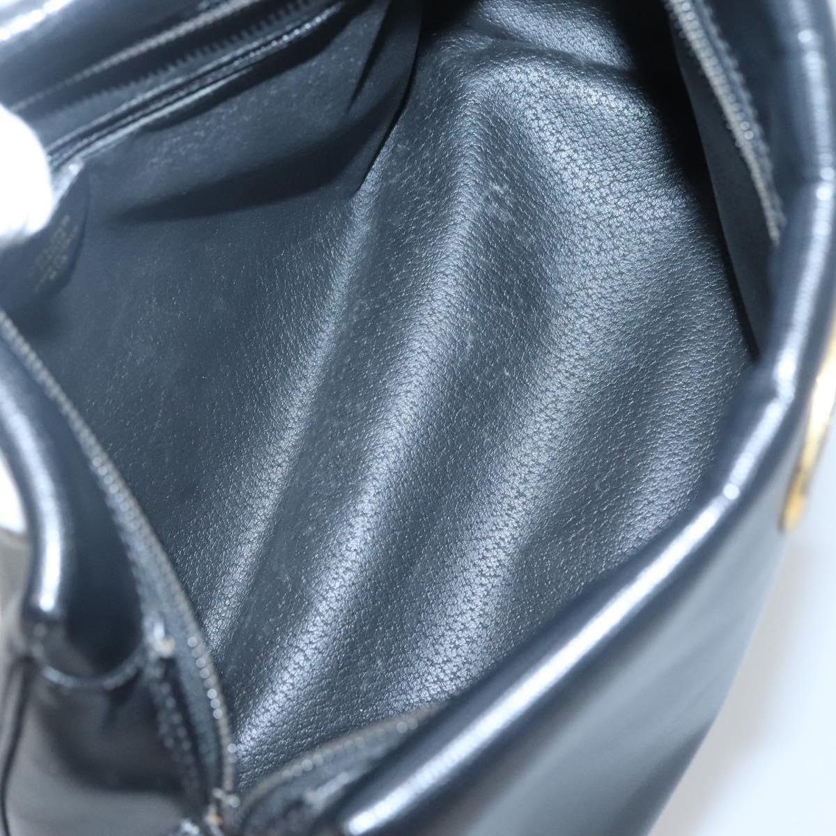 CELINE Hand Bag Leather Black Gold Auth 120782
