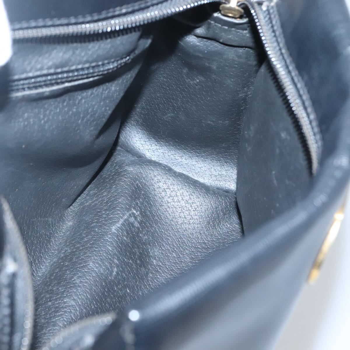 CELINE Hand Bag Leather Black Gold Auth 120782