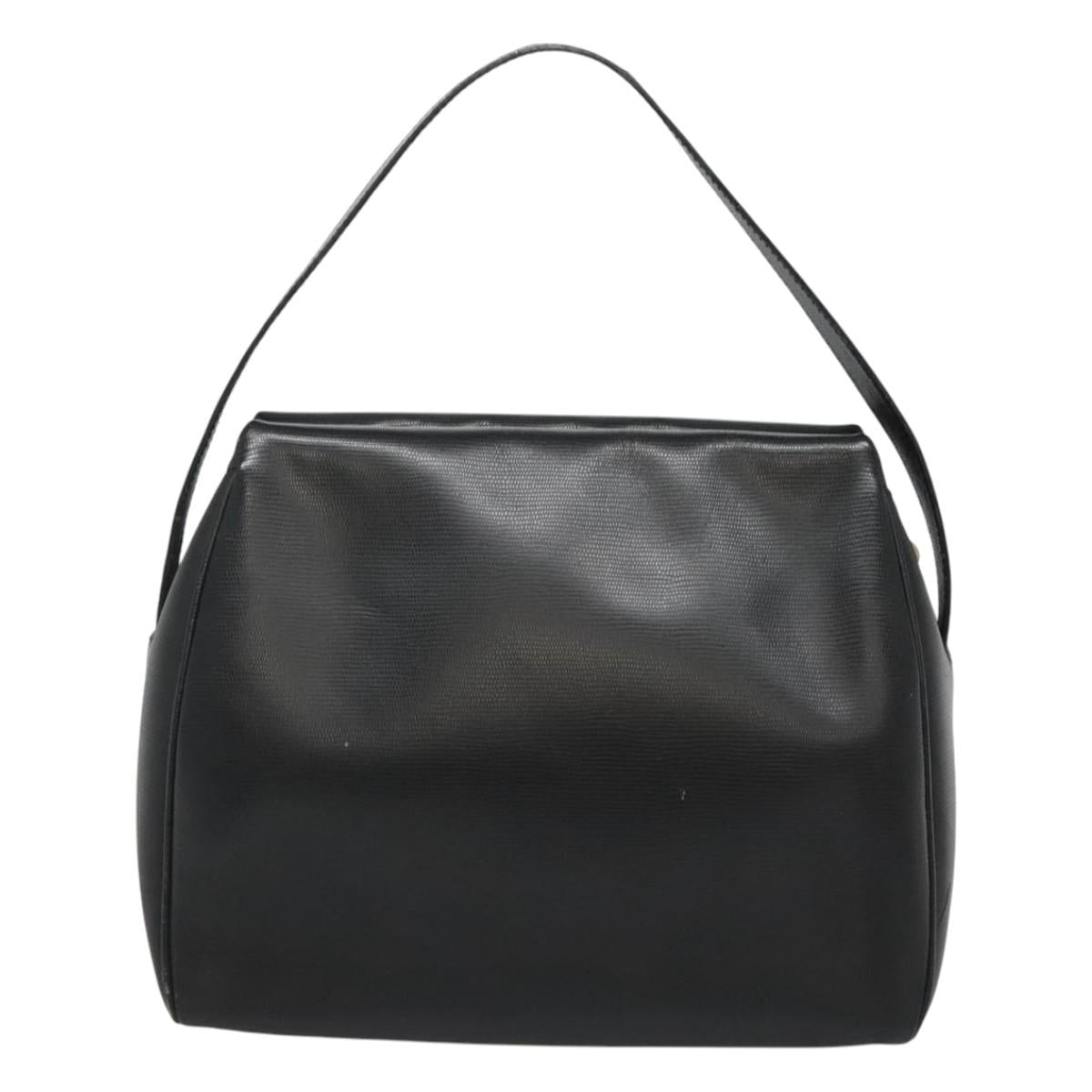 CELINE Hand Bag Leather Black Gold Auth 120782