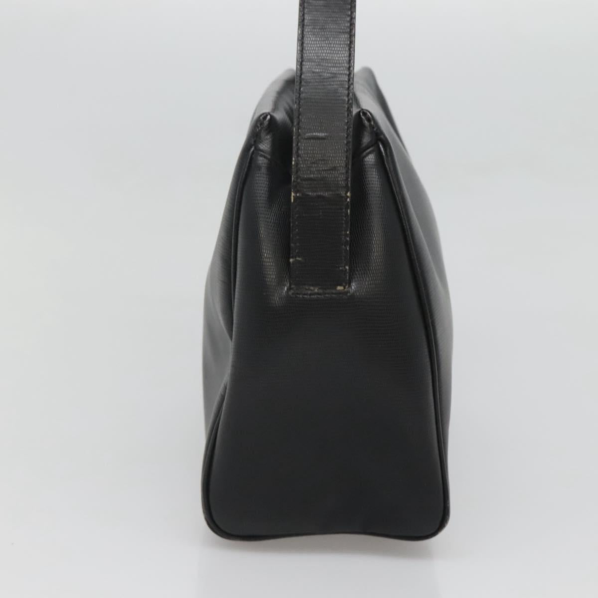 CELINE Hand Bag Leather Black Gold Auth 120782