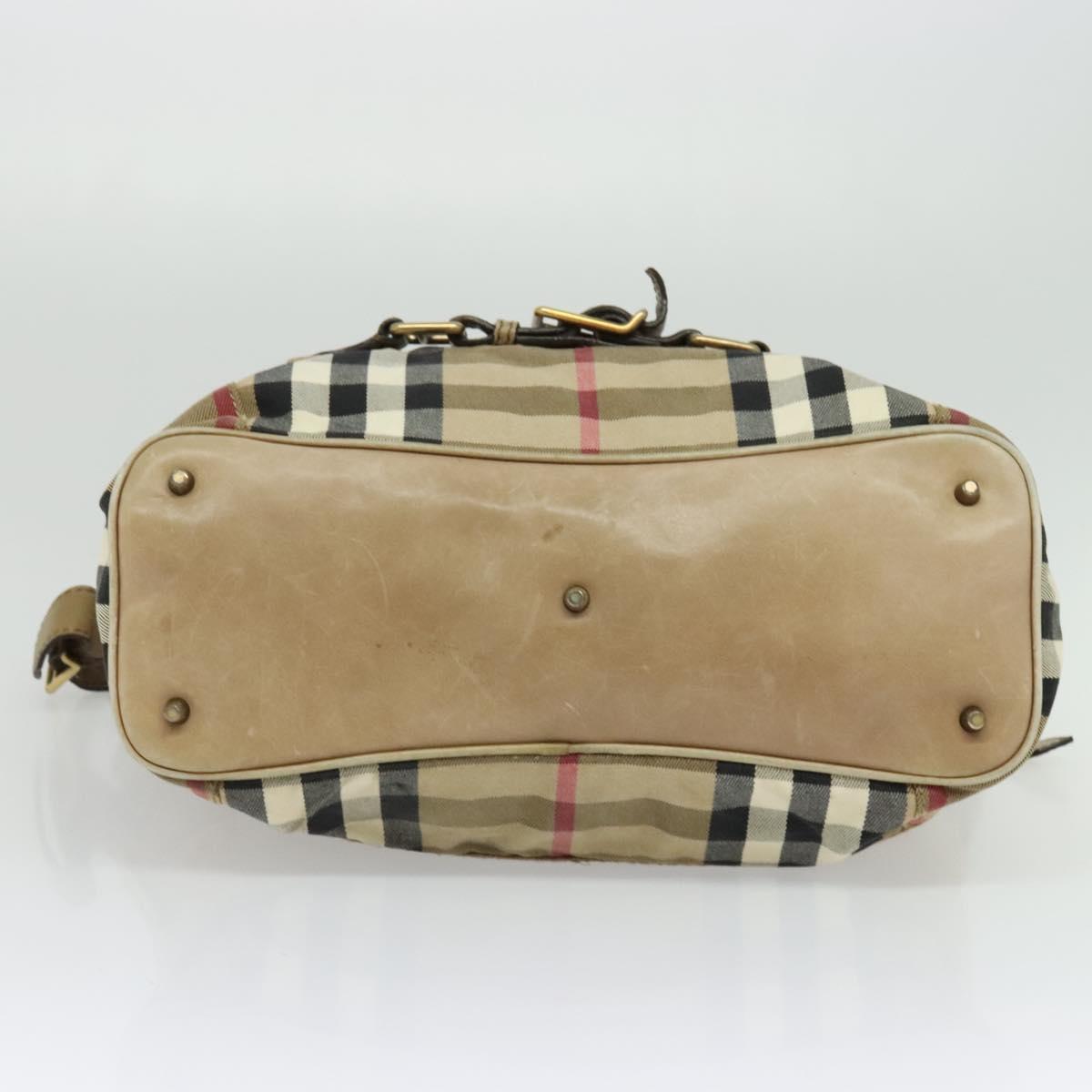 BURBERRY Nova Check Shoulder Bag Canvas Beige Gold Auth 120793