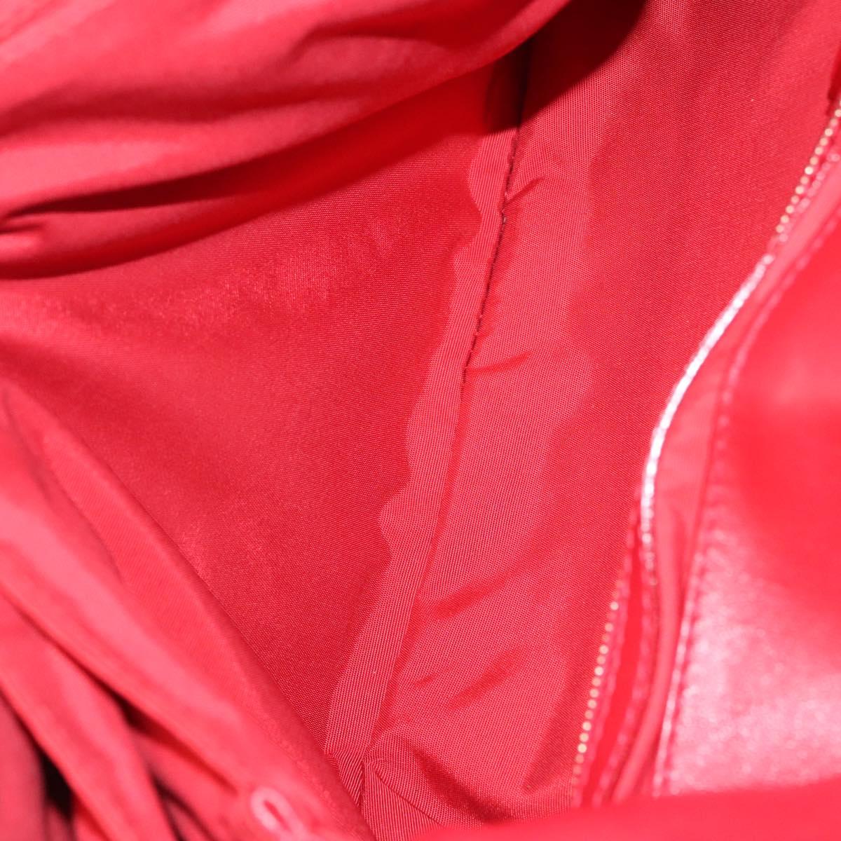 Christian Dior Canage Shoulder Bag Lamb Skin Red Gold Auth 120801