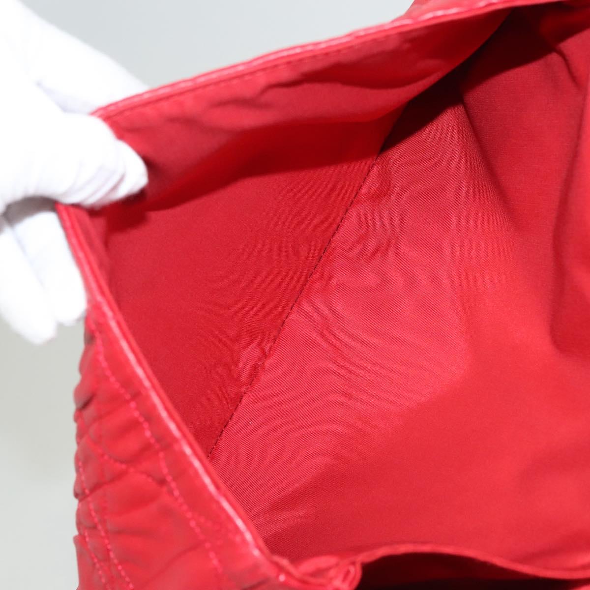 Christian Dior Canage Shoulder Bag Lamb Skin Red Gold Auth 120801