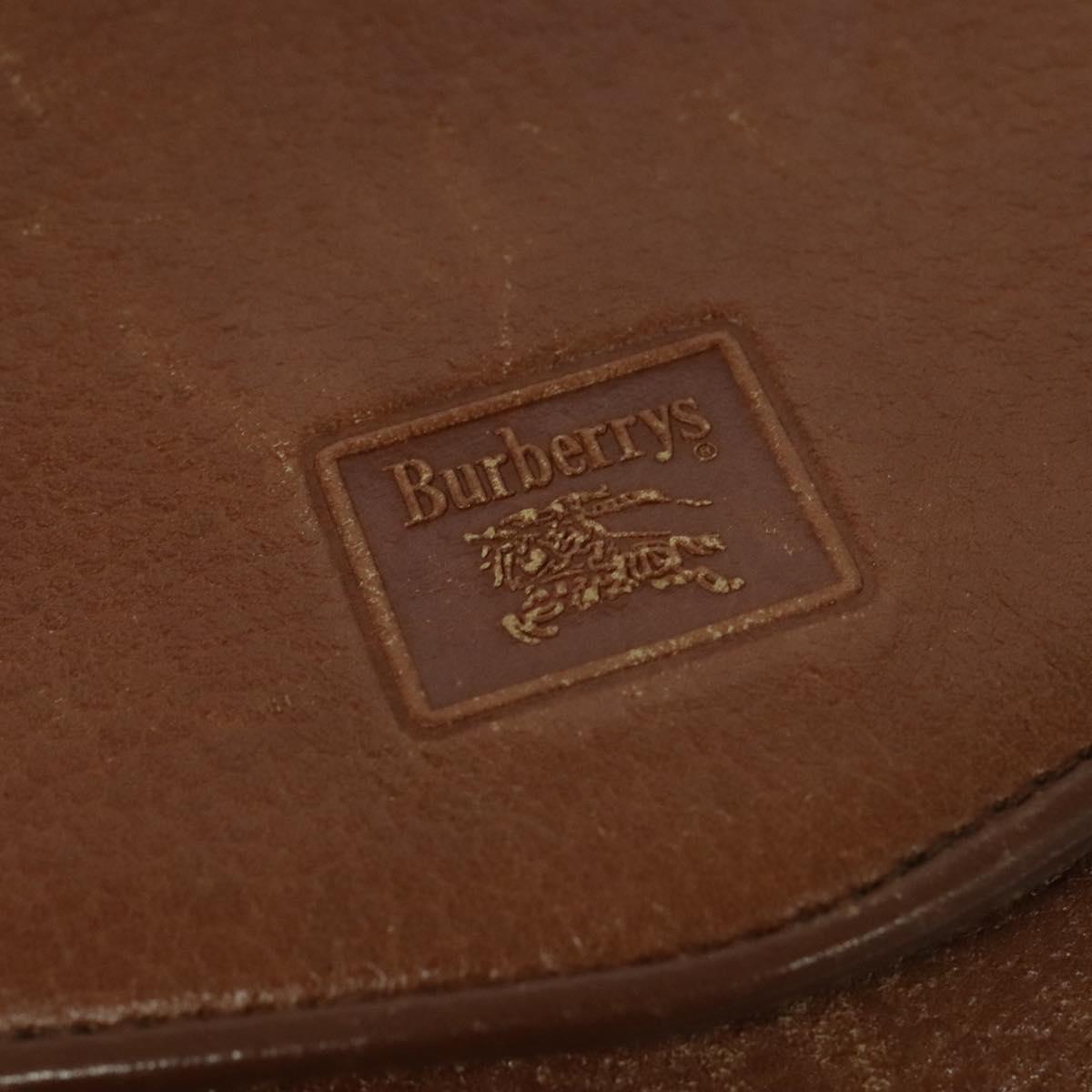 Burberrys Shoulder Bag Leather Brown Gold Auth 120806