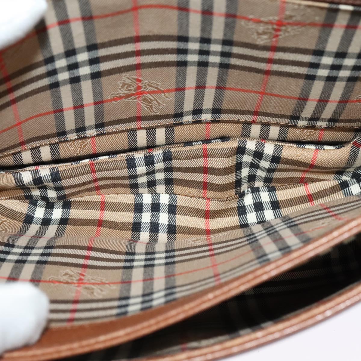 Burberrys Shoulder Bag Leather Brown Gold Auth 120806