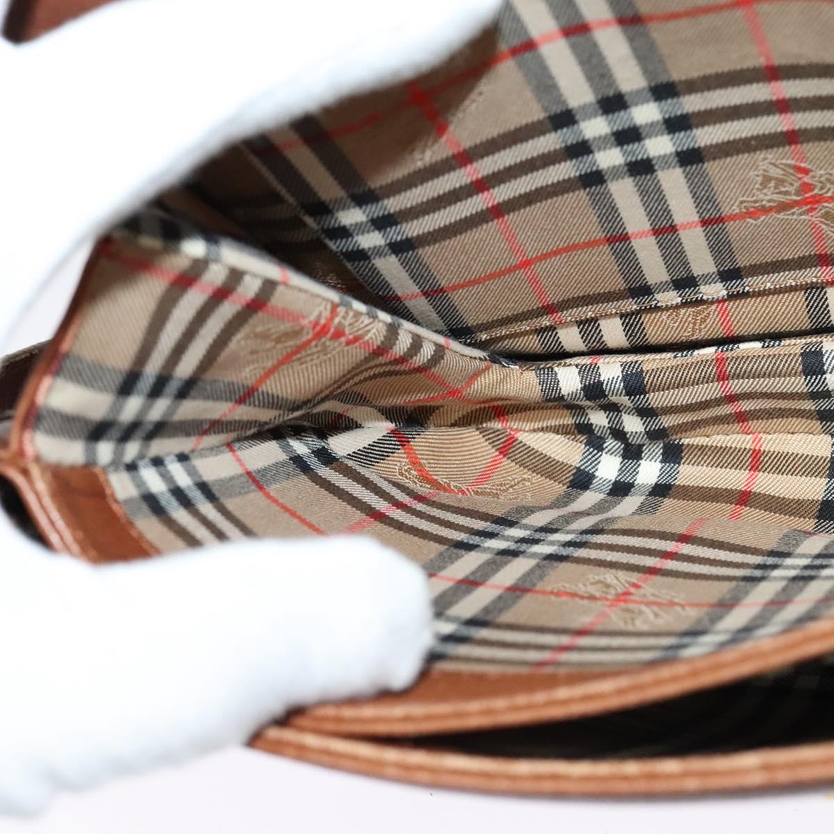 Burberrys Shoulder Bag Leather Brown Gold Auth 120806