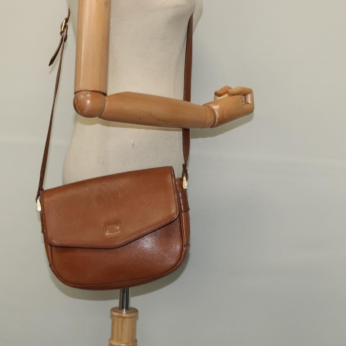 Burberrys Shoulder Bag Leather Brown Gold Auth 120806