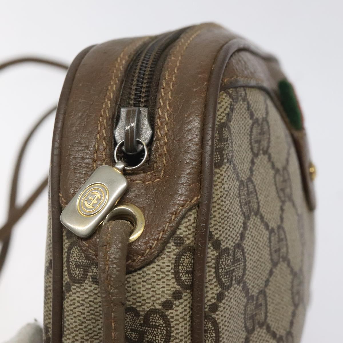GUCCI GG Canvas Web Sherry Line Bag PVC Beige Gold 89 02 066 Auth 120808