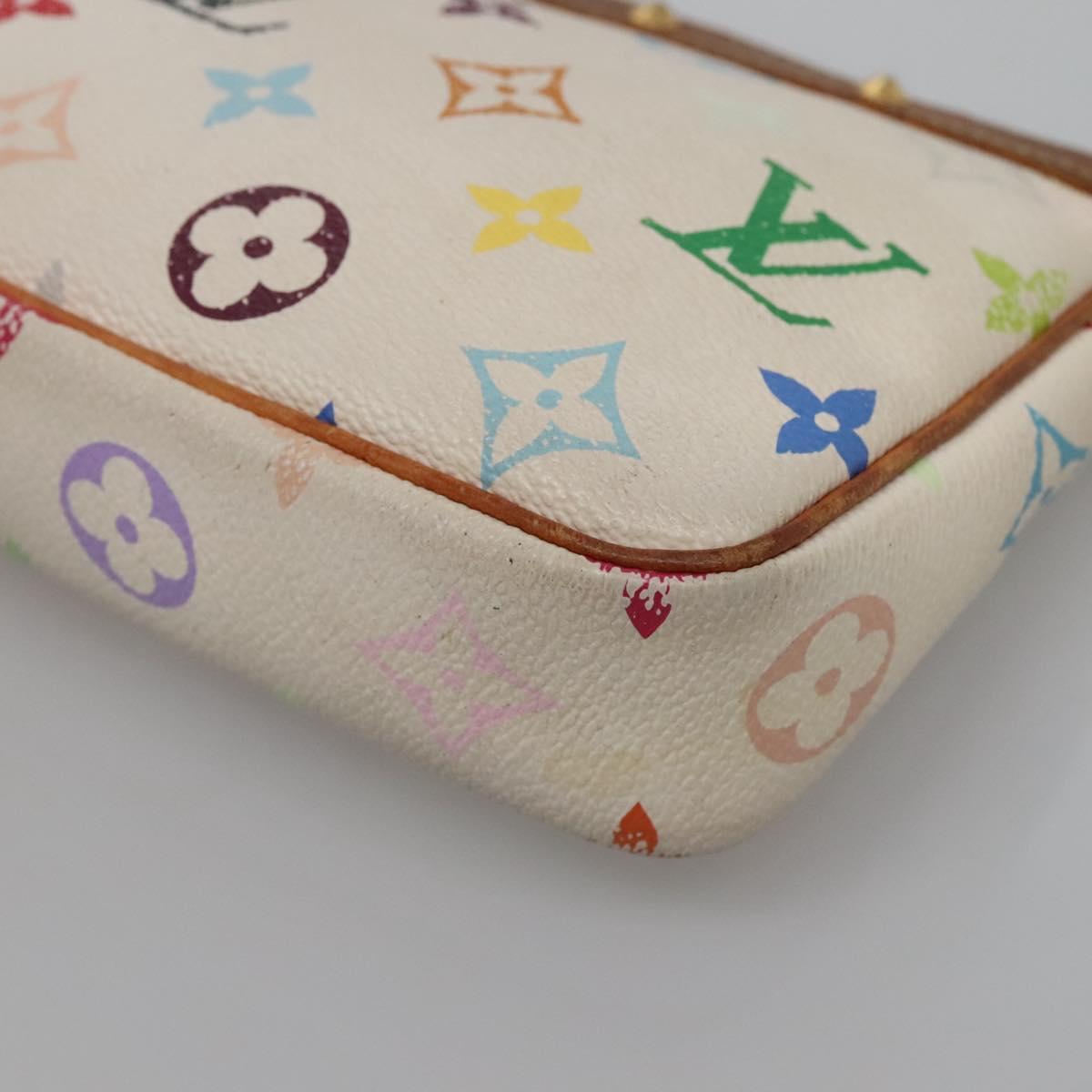 LOUIS VUITTON Multicolor Pochette Accessoires Pouch White M92649 Auth 120819
