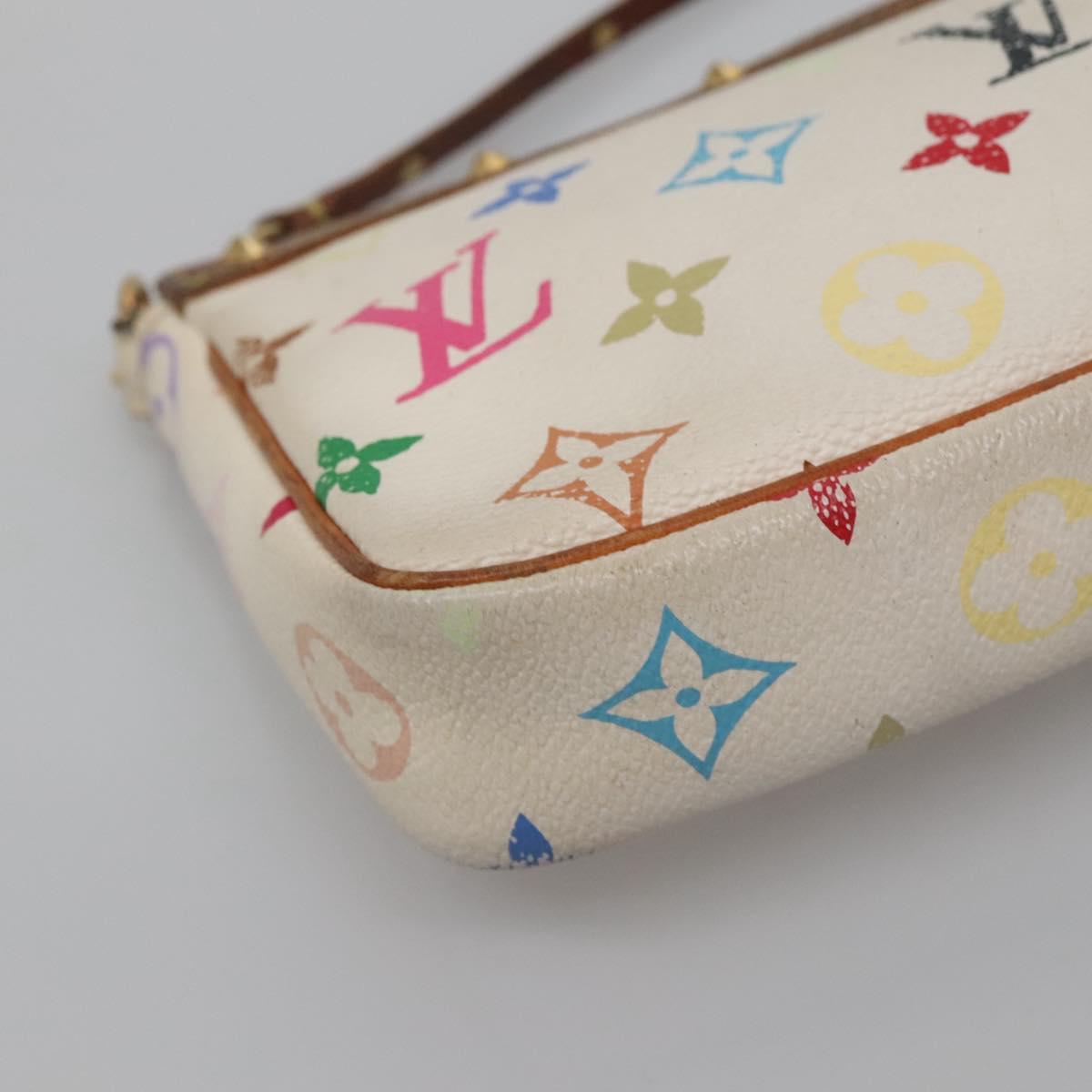 LOUIS VUITTON Multicolor Pochette Accessoires Pouch White M92649 Auth 120819