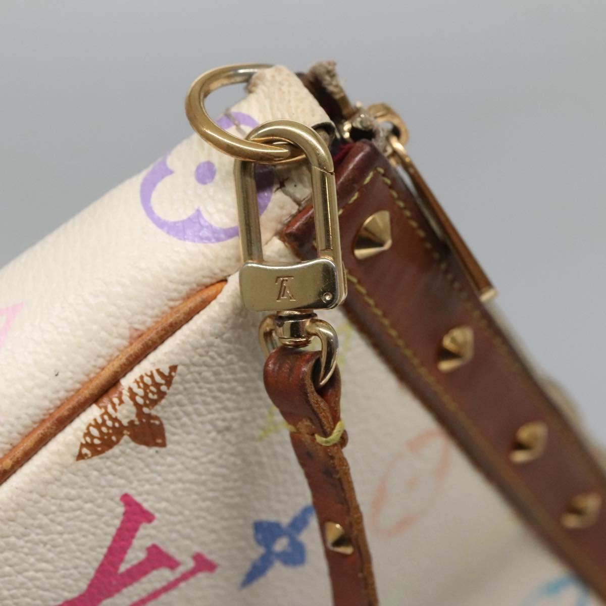 LOUIS VUITTON Multicolor Pochette Accessoires Pouch White M92649 Auth 120819