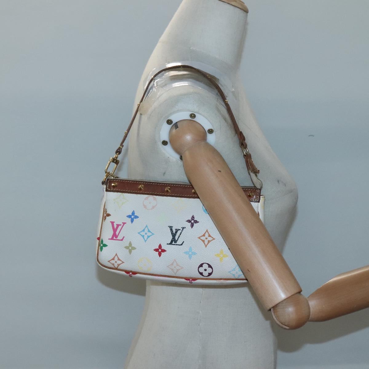 LOUIS VUITTON Multicolor Pochette Accessoires Pouch White M92649 Auth 120819